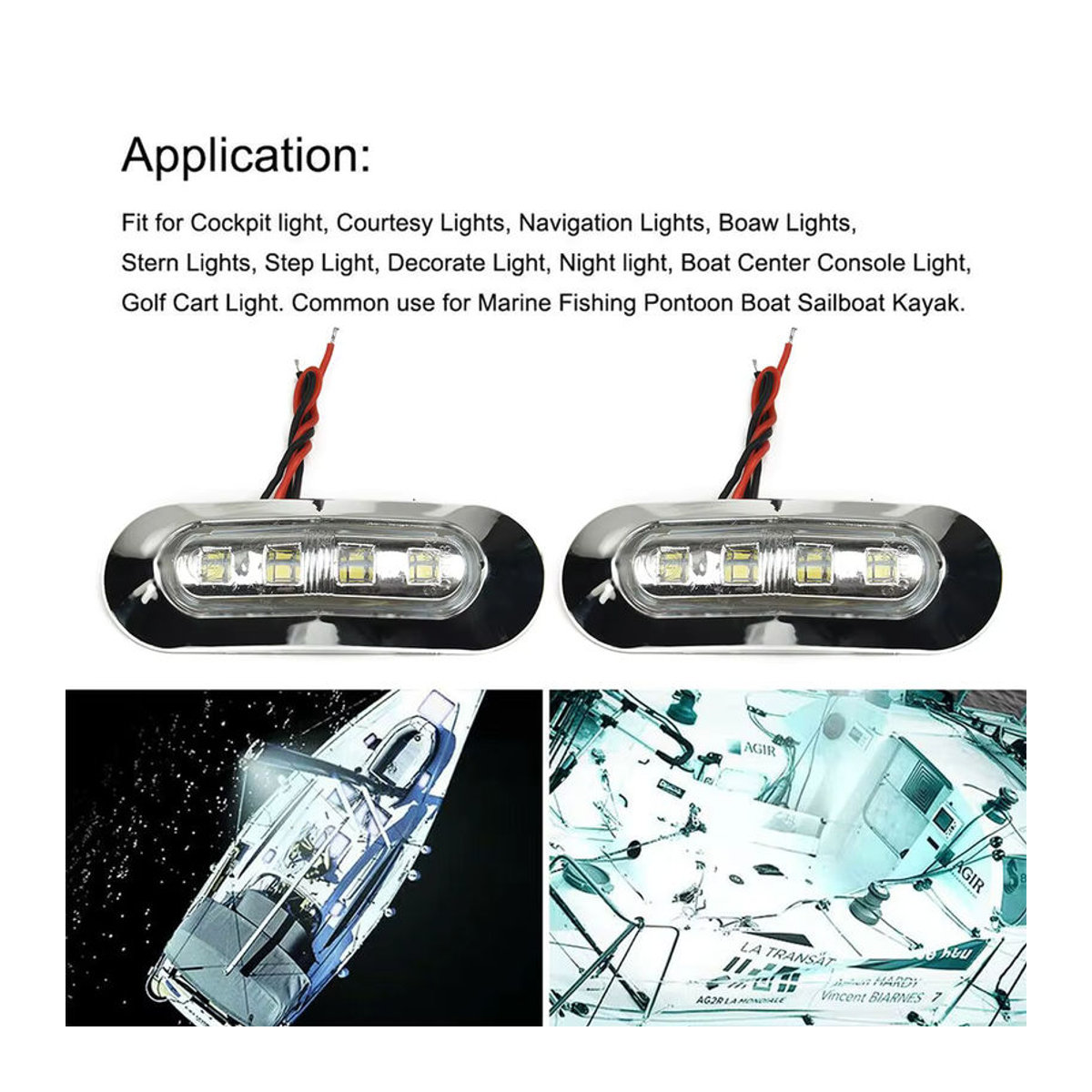 NIGHTKIST 4er Set LED Marine Boot Höflichkeitslichter Weiß Wasserdicht für Kabine und Deck DC 12V-24V - Bild 2