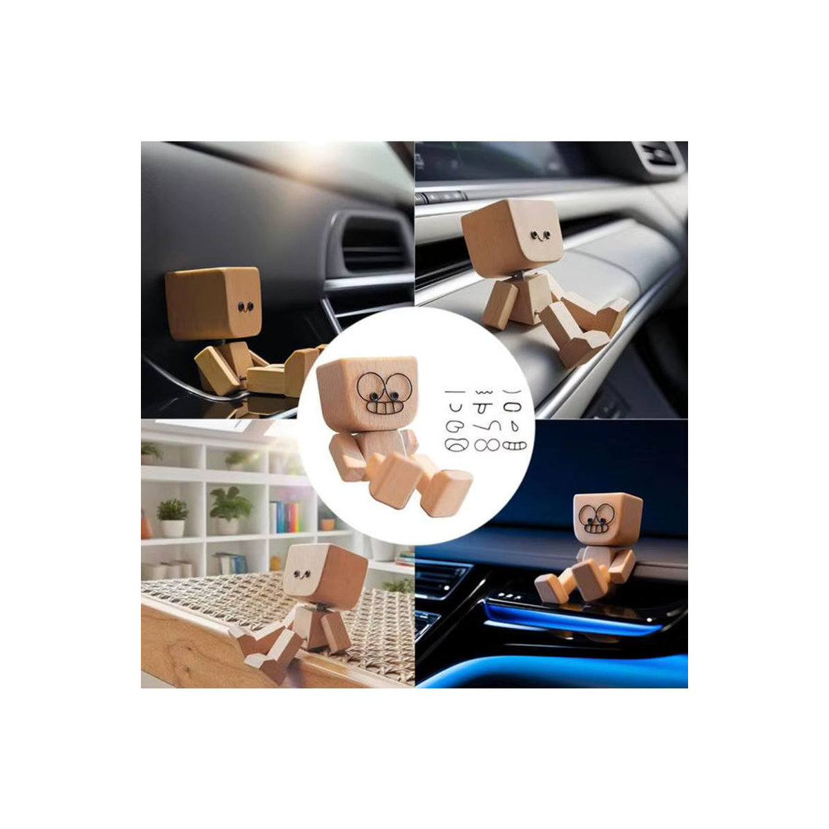 NIGHTKIST Schüttelmann-Statue aus Holz in Braun, handgefertigte Holzfigur mit beweglichen Füßen für Auto-Innenraum und Desktop - Bild 7