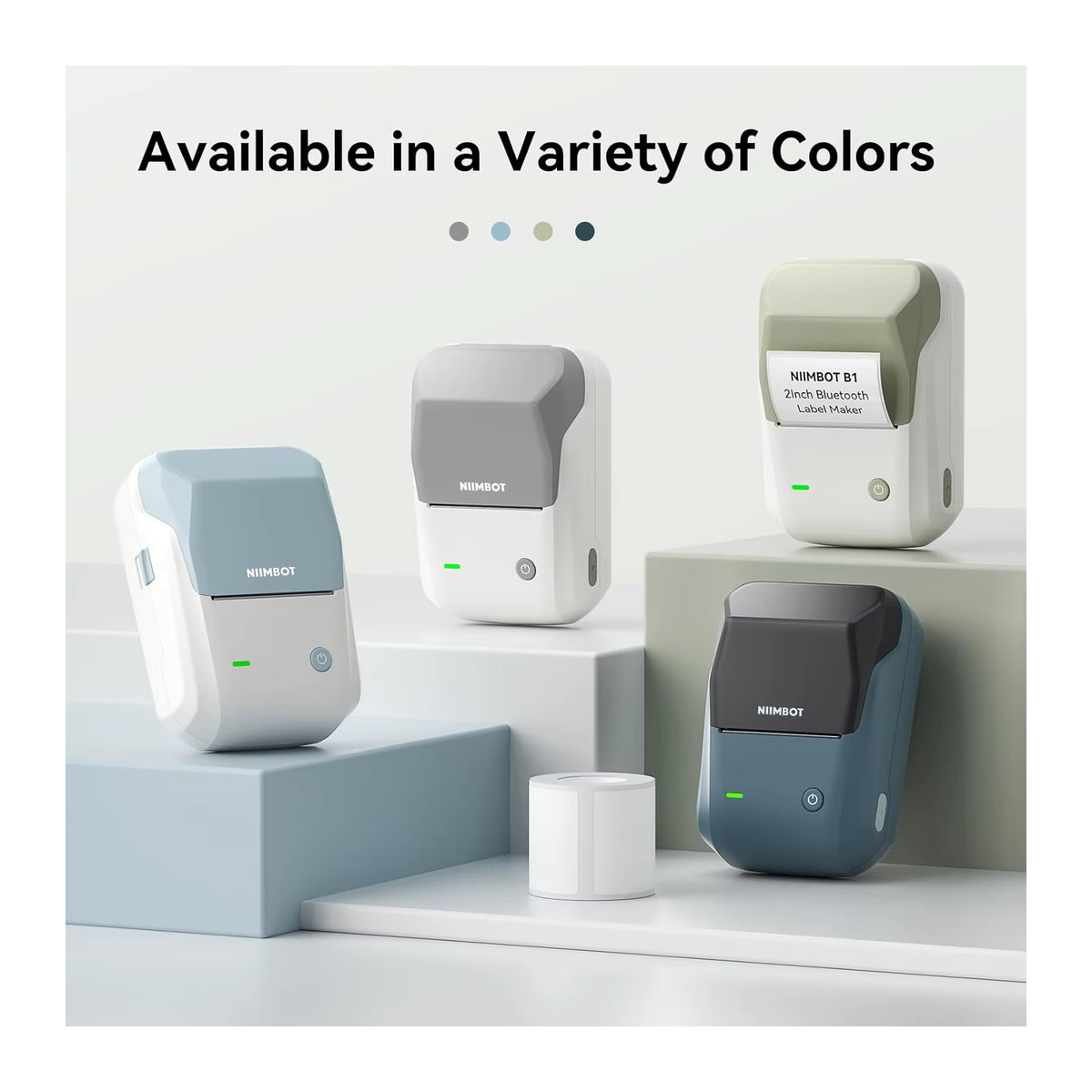 NIIMBOT B1 Tragbarer Thermodrucker in Grau mit selbstklebenden Etiketten, Mini-Bluetooth-Etikettenmaschine für wasserfeste Aufkleber - Bild 2