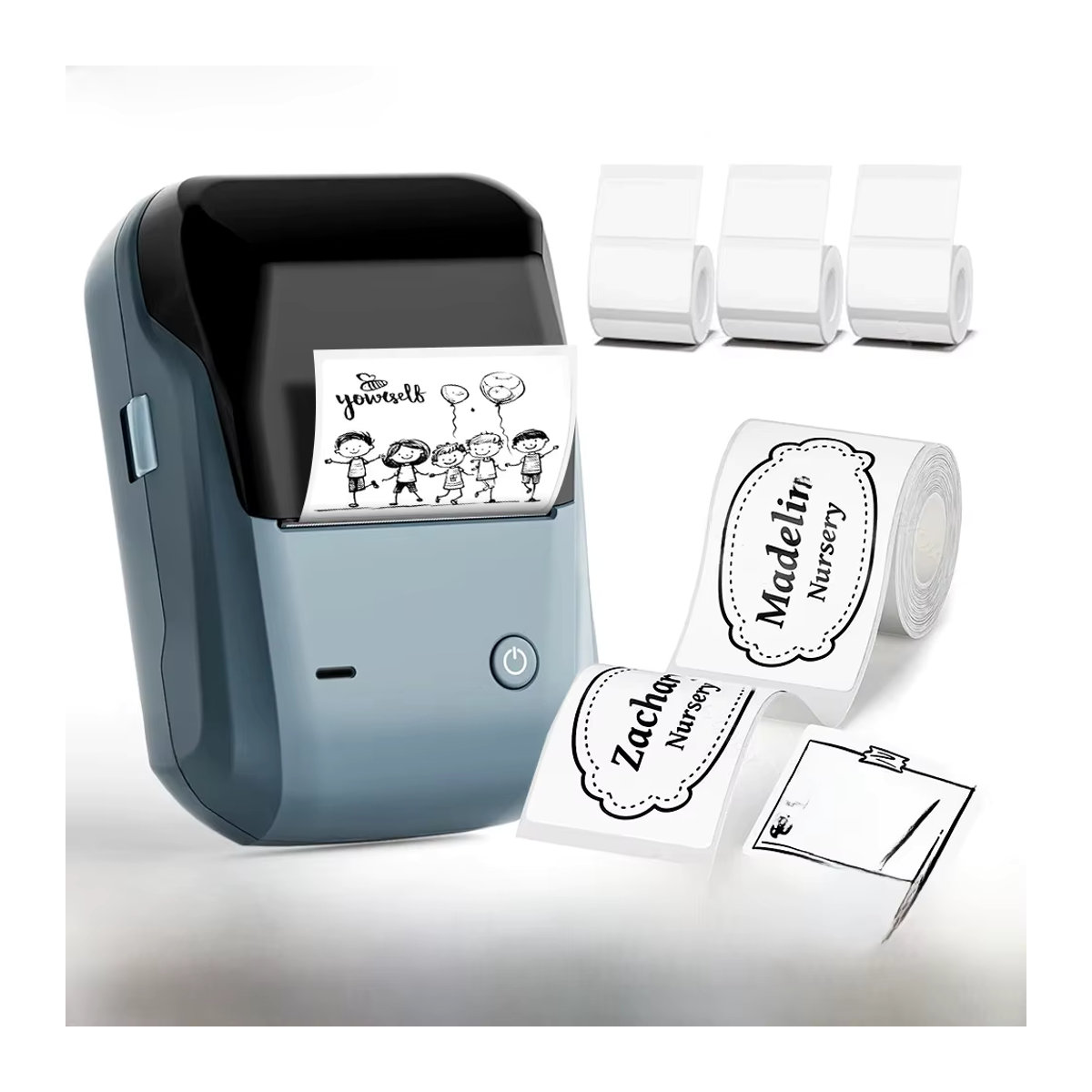 NIIMBOT B1 Tragbarer Thermodrucker in Grau mit selbstklebenden Etiketten, Mini-Bluetooth-Etikettenmaschine für wasserfeste Aufkleber - Bild 5