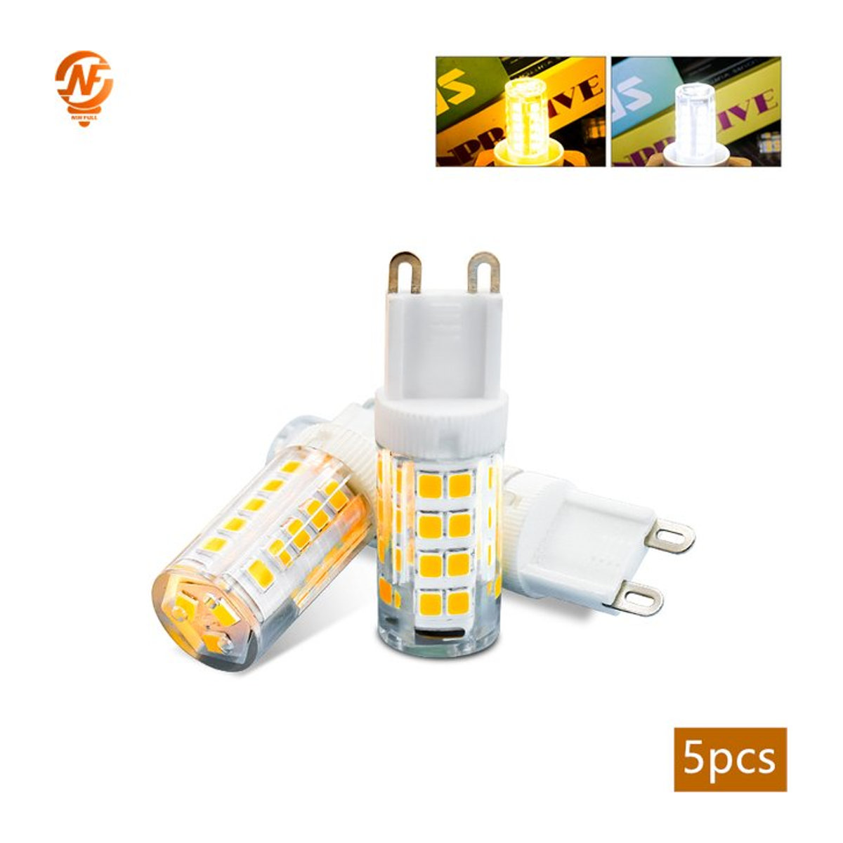 NIN FULL G9 LED Glühbirnen Set 5 Stück, 3W 5W 9W, 360 Grad Mais Lampen, Kaltweiß oder Warmweiß, AC 220V 230V für deine Heimbeleuchtung und Dekoration - Bild 1
