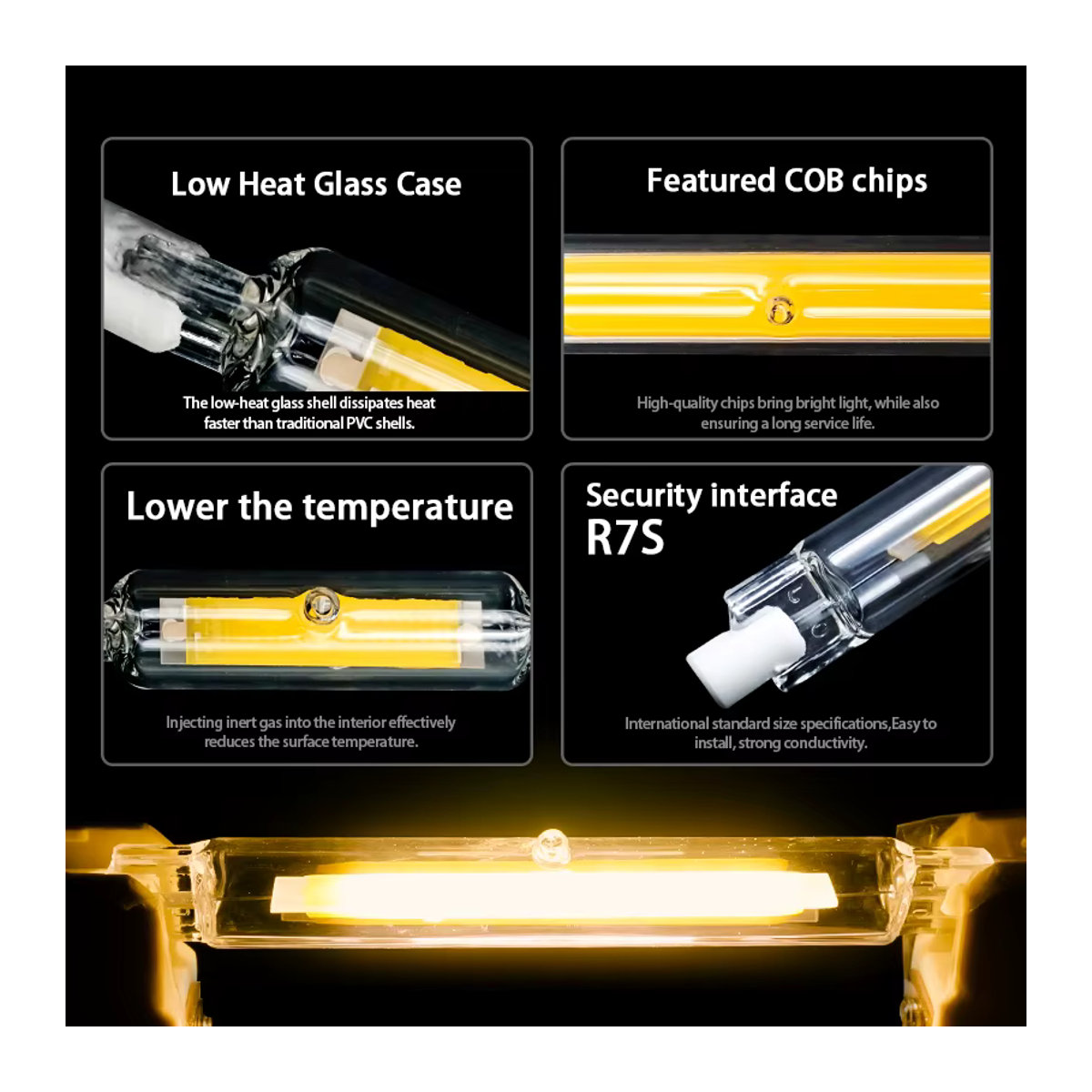 NIN FULL LED R7s COB Glasröhre als Ersatz für Halogenlampen aus Glas und Keramik - Bild 2