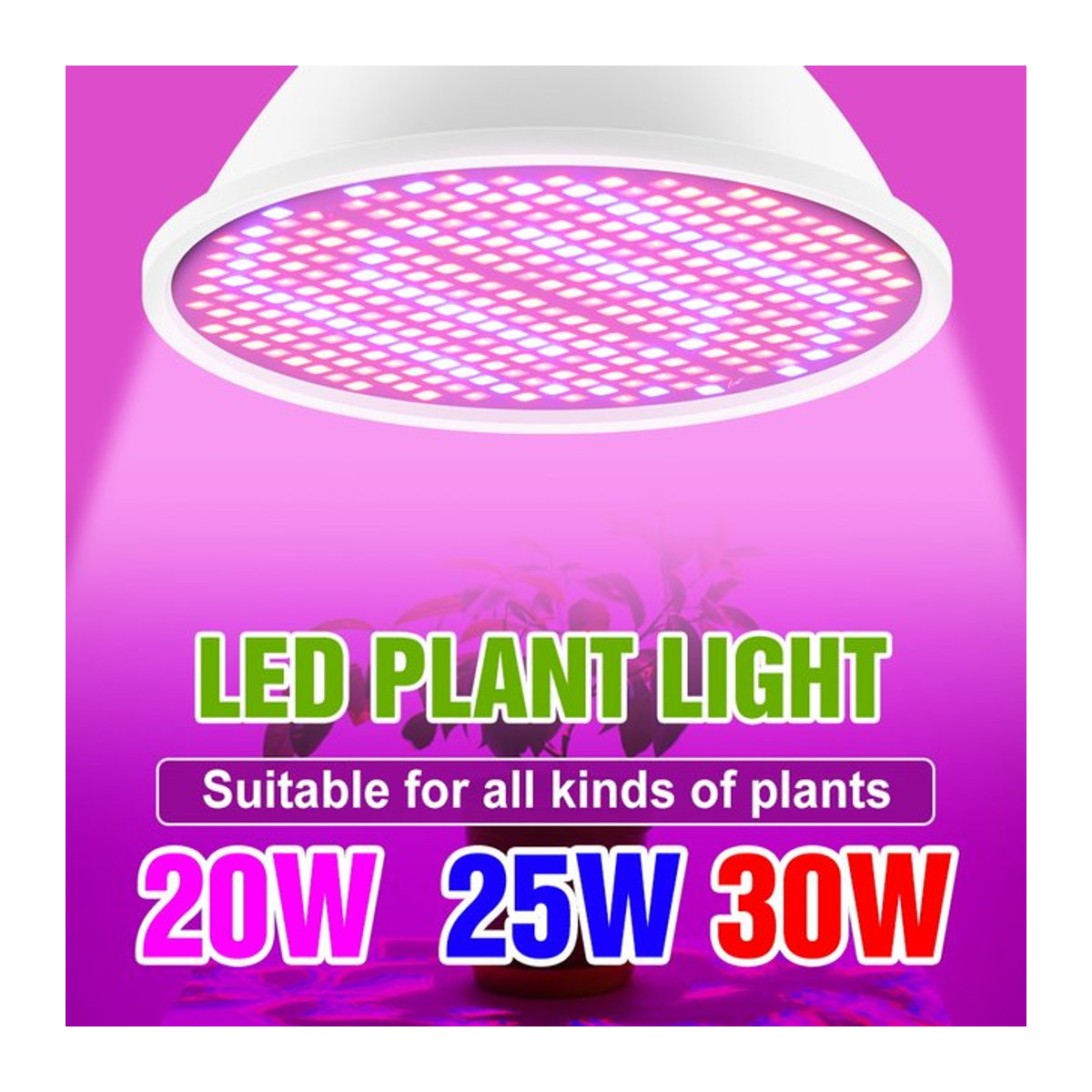 NJHIKG 30W Vollspektrum LED Pflanzenlampe mit E27 Fassung für den Innenbereich und Gewächshaus zur Aufzucht von Blumen, Gemüse und Obst - Bild 1