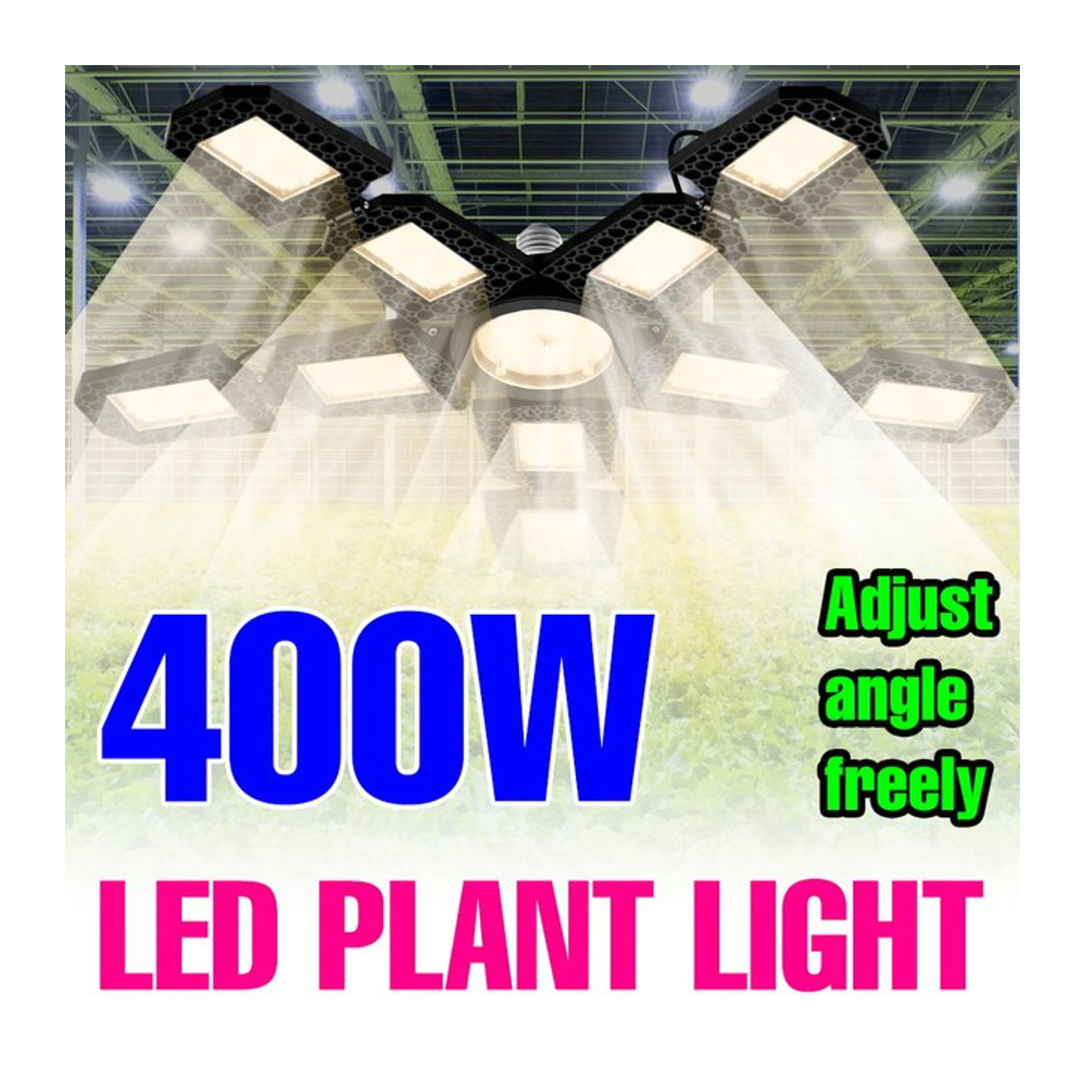 NJHIKG 400 W LED-Pflanzenwachstumslampe mit Vollspektrum und E27-Sockel für den Innenbereich, Aussaat und Gewächshäuser - Bild 1