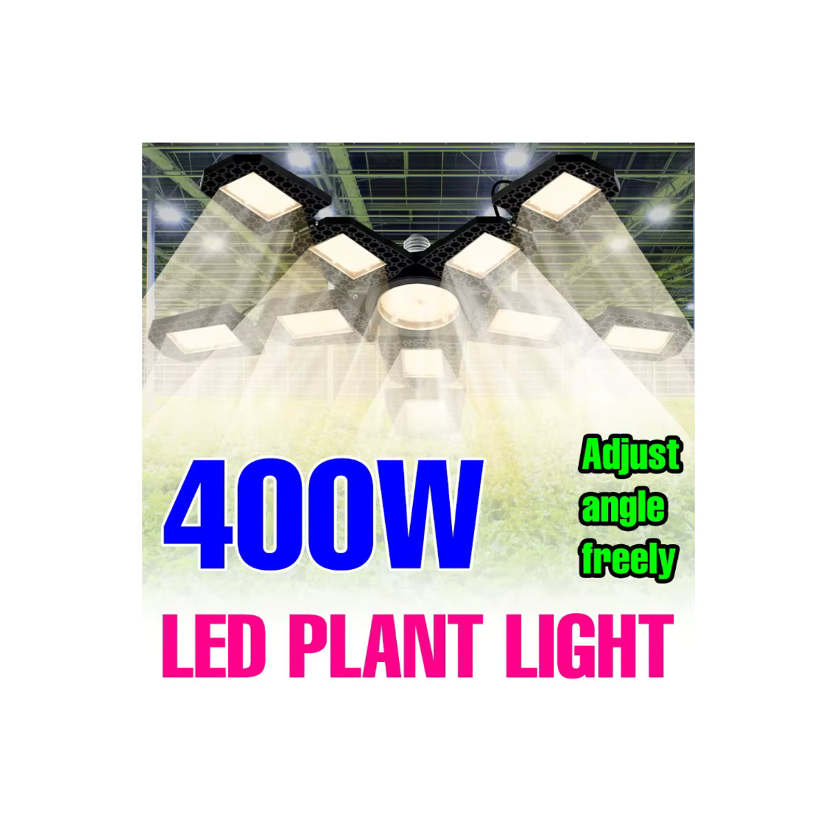 NJHIKG 400 W LED-Pflanzenwachstumslampe mit Vollspektrum und E27-Sockel für den Innenbereich, Aussaat und Gewächshäuser - Bild 5