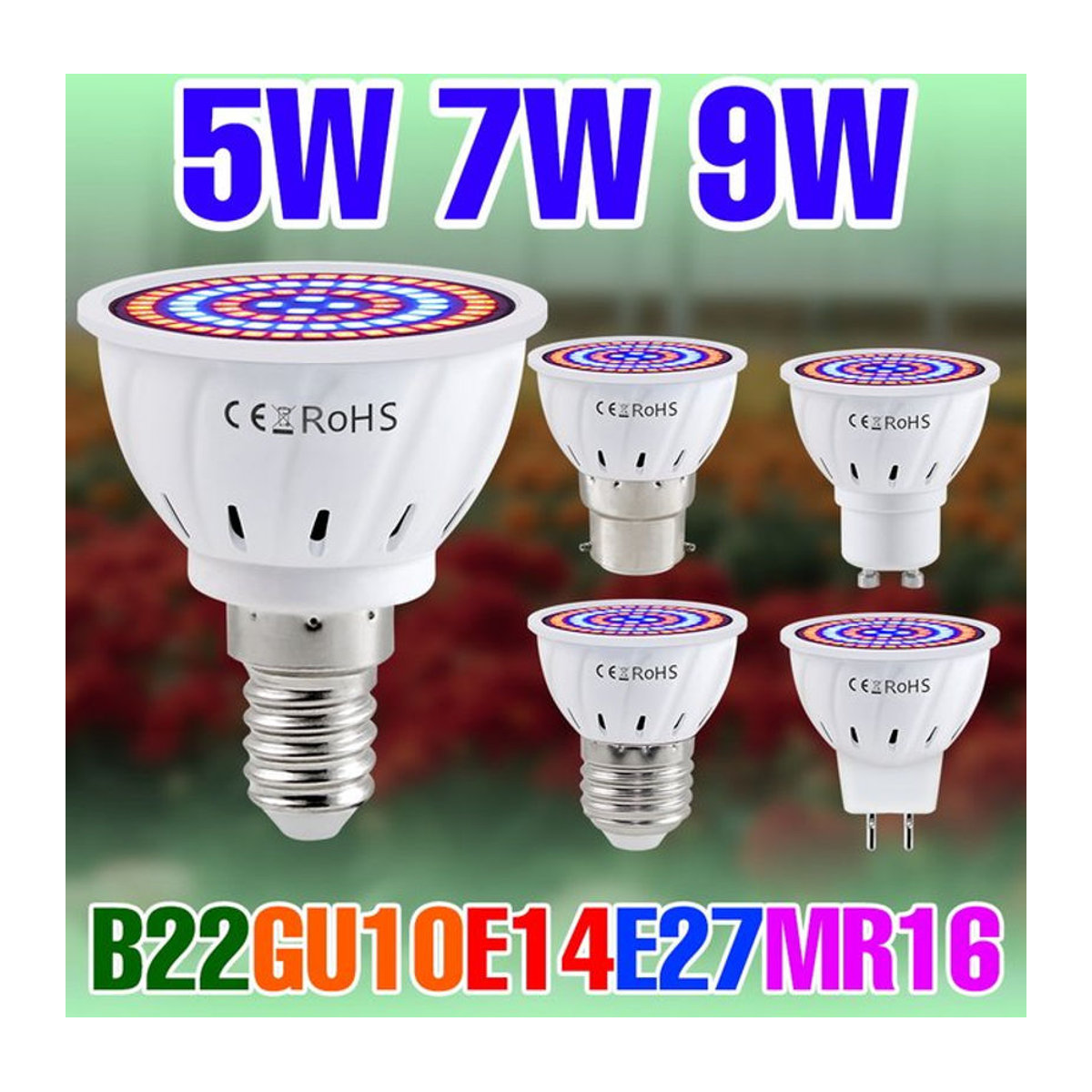 NJHIKG 9W Vollspektrum LED Pflanzenlampe E27 für Indoor Pflanzenanbau und Gewächshaus - Bild 1