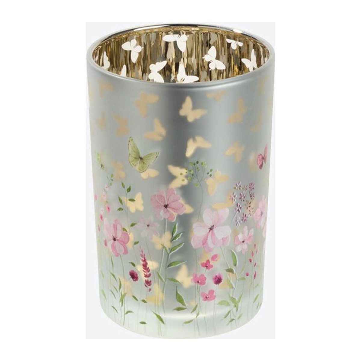 NKD Kerzenglas aus Glas im floralen Frühlings-Design, mehrfarbig, B: 18 cm, H: 12 cm - Bild 1