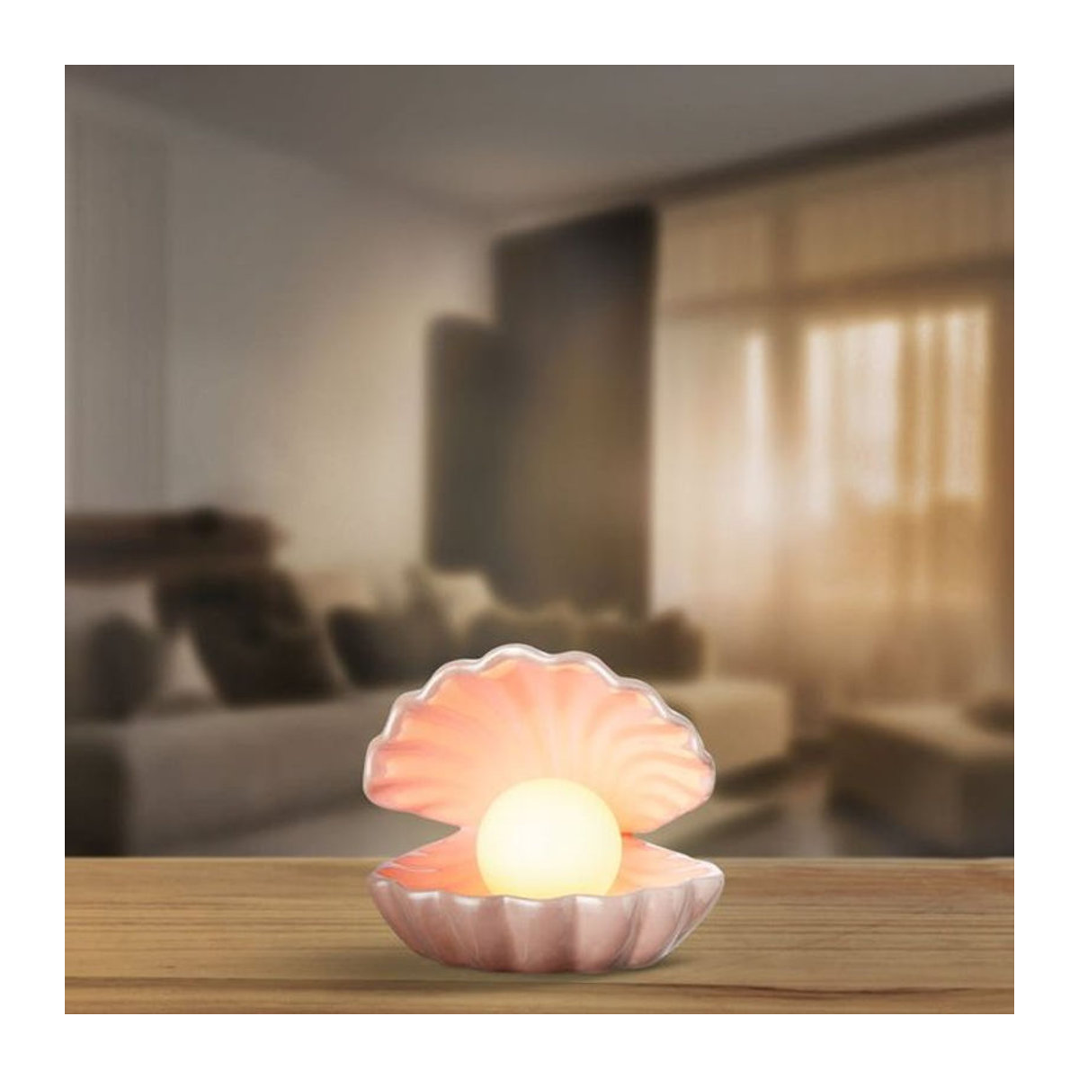 NKD LED-Muschel aus Keramik in Rosa mit warmweißem Licht, B/T/H: 15 x 15 x 14 cm - Bild 1