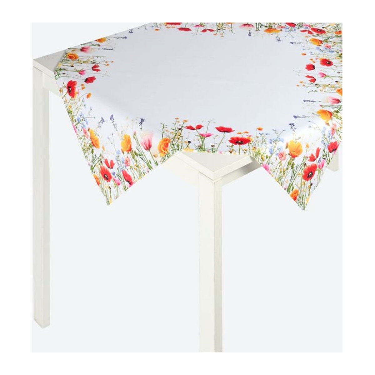 NKD Mitteldecke mit Mohnblumen-Motiv in Weiß, B/T/H: 80 x 80 cm - Bild 1