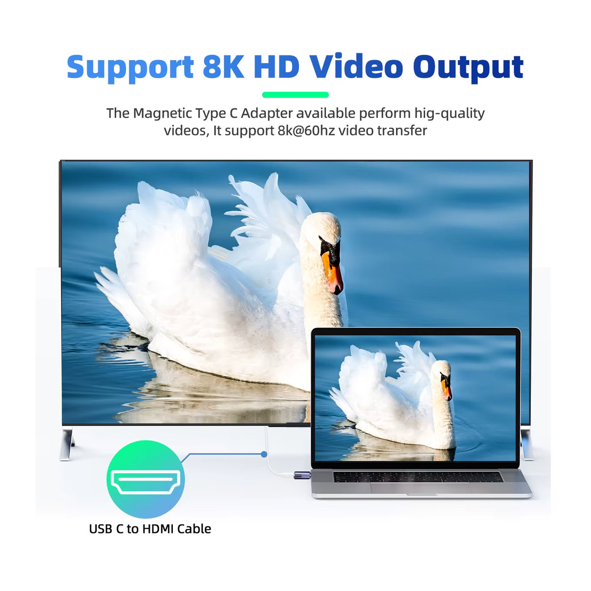 Nnbili Magnetisches USB-C zu USB-C Schnellladekabel 140W Thunderbolt 3 40Gbps 8K @ 60Hz OTG Adapter in Silber und Schwarz - Bild 3