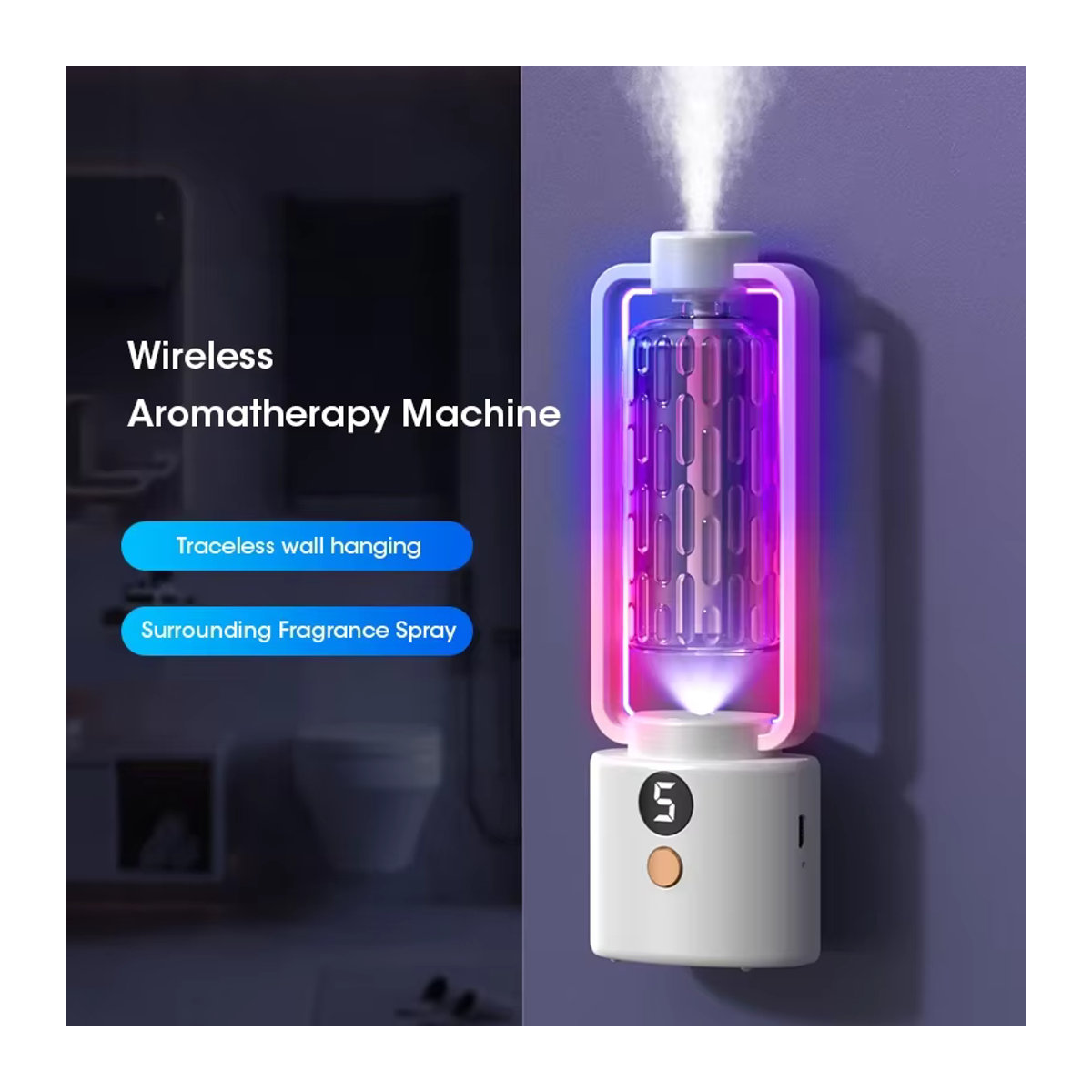 NOCCLILI Automatisches Aromatherapie-Gerät in Weiß, USB-elektrischer Diffusor für ätherische Öle und Lufterfrischer für Zuhause und Toilette - Bild 3