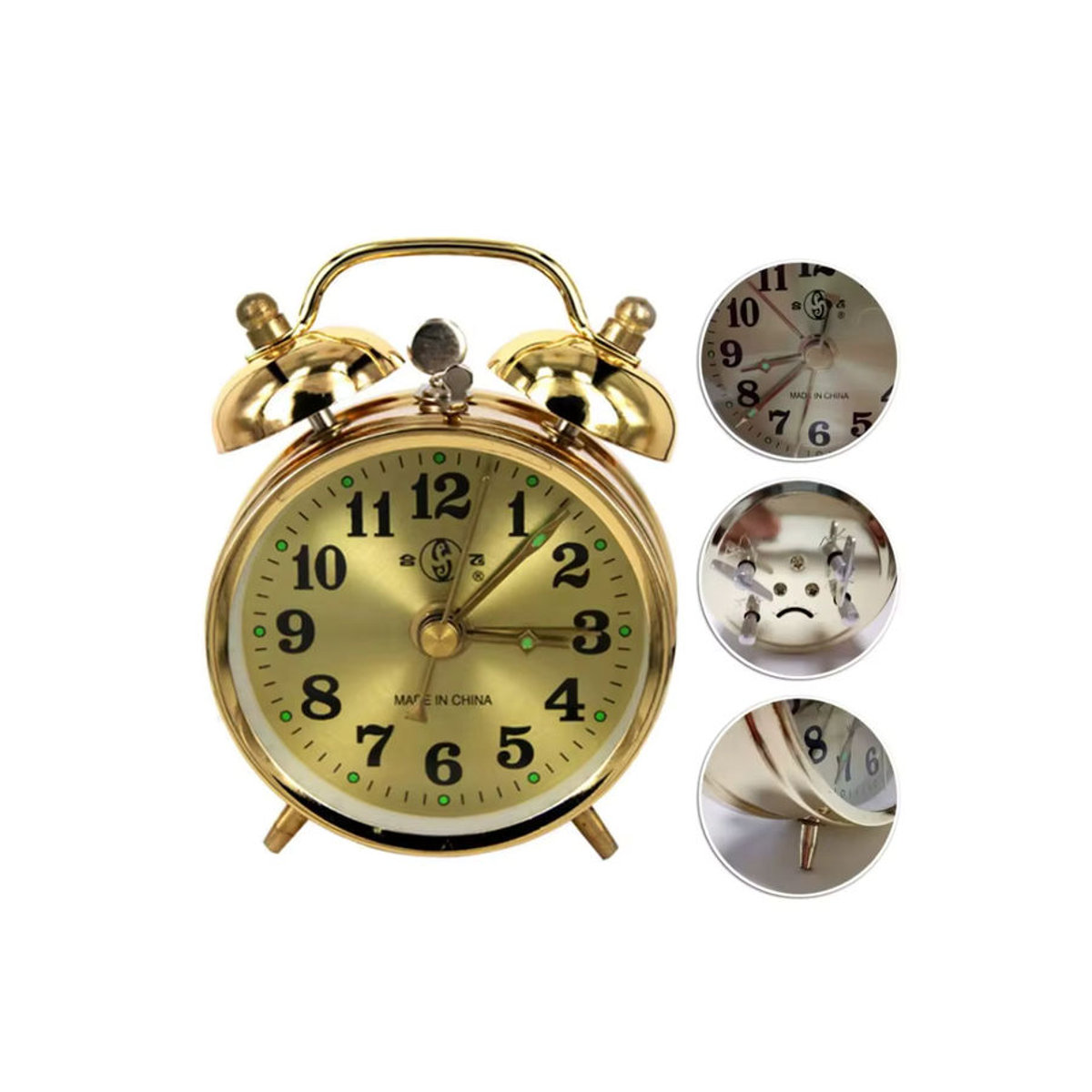 NOCCLILI Mechanischer Wecker im Vintage-Design aus Metall, Analog, Gold, mit Schlummerfunktion - Bild 6