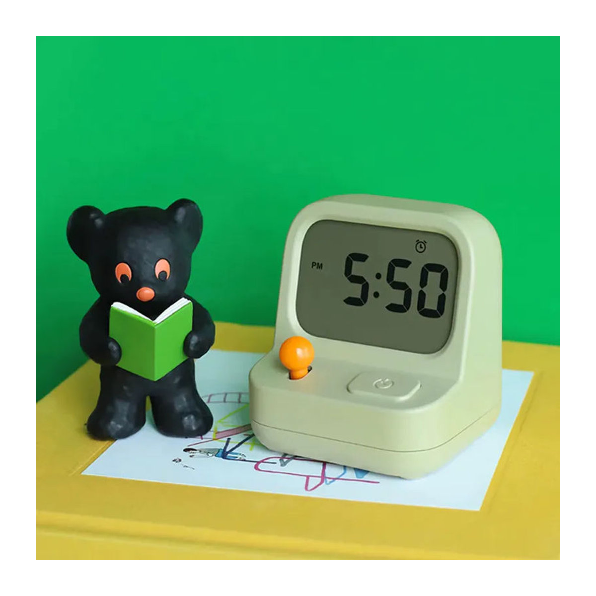 NOCCLILI Retro Mini Digitaler Wecker mit Spieluhr und Schlummerfunktion in Grün - Bild 4