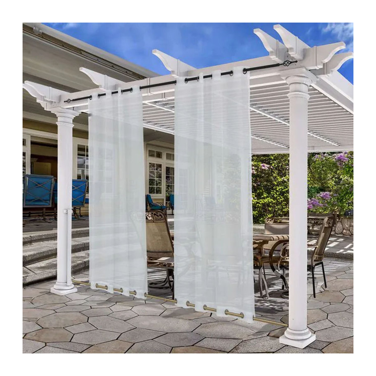 Nocnott Outdoor Sheer Vorhang wasserdicht und winddicht mit Ösen für Patio, Pavillon und Pergola - Bild 1