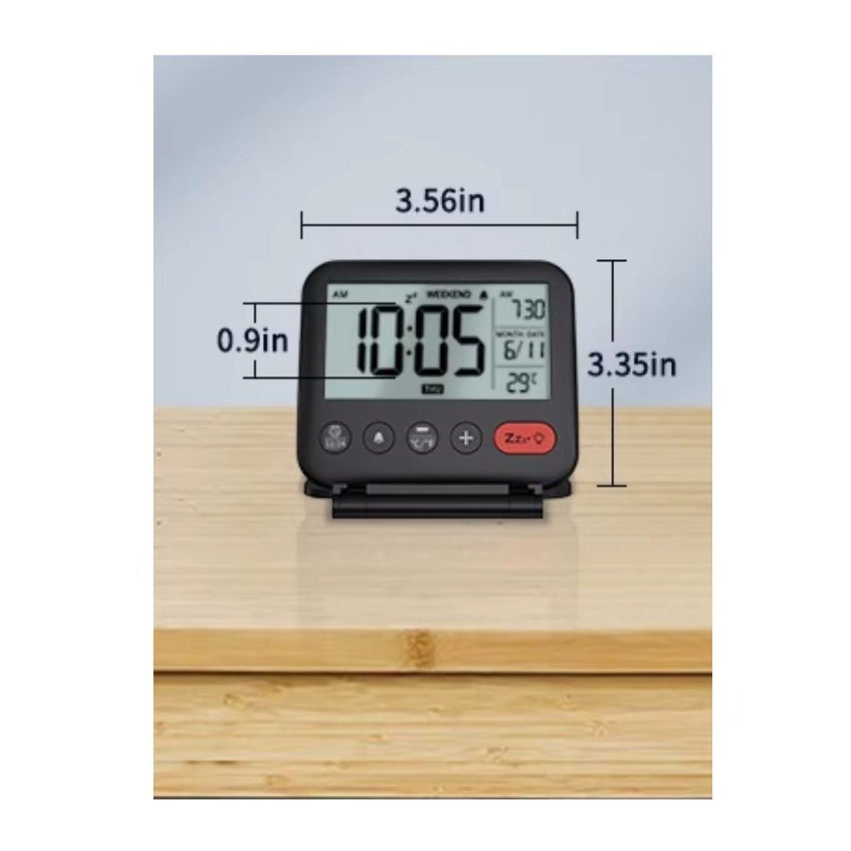 NOKLEAD Digitaler Reisewecker Schwarz mit LCD-Display, Hintergrundbeleuchtung, Datum und Thermometer - Bild 6