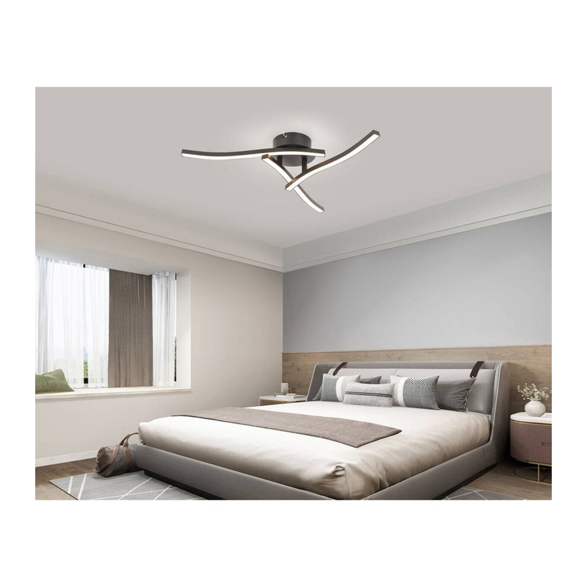 Nolo Deckenleuchte Kim LED Deckenlampe aus Metall in Schwarz, B/H/L: 50 x 12 x 50 cm - Bild 4