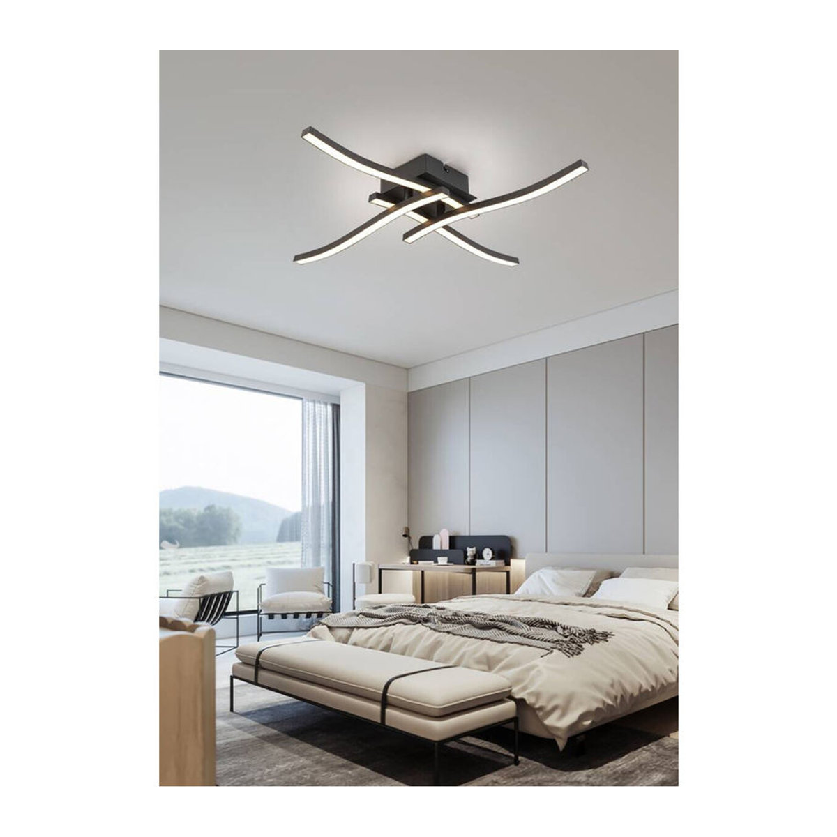 Nolo Deckenleuchte Kim LED Schwarz Metall Modern Minimalistisch B/H/L: 50 x 50 x 12 cm - Bild 2