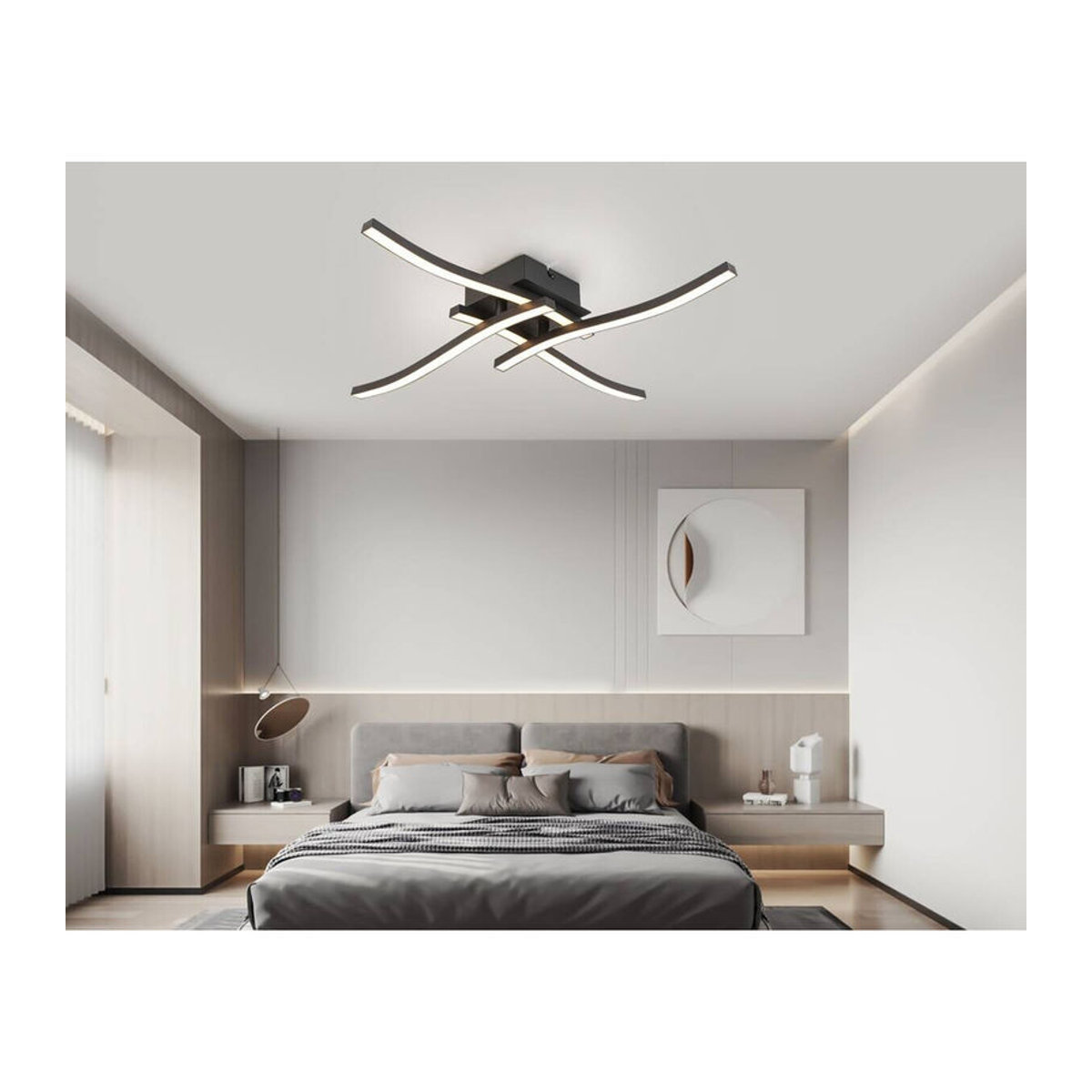Nolo Deckenleuchte Kim LED Schwarz Metall Modern Minimalistisch B/H/L: 50 x 50 x 12 cm - Bild 3