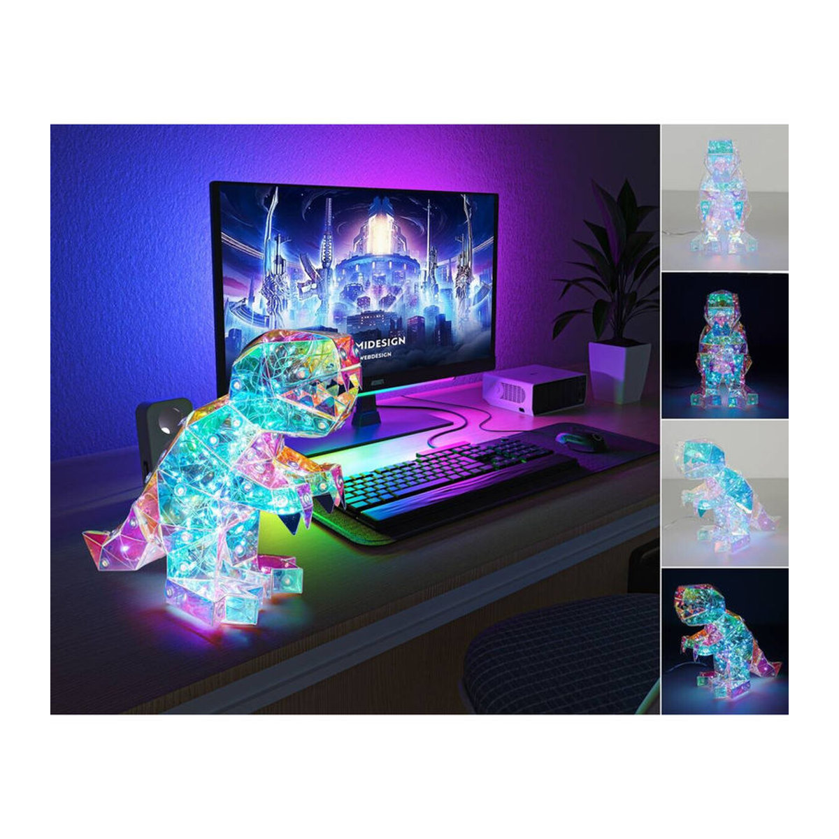 Nolo LED-Dekoleuchte Dino modern transparent pearl B/H/T: 18,5 x 15 x 8 cm - Bild 2