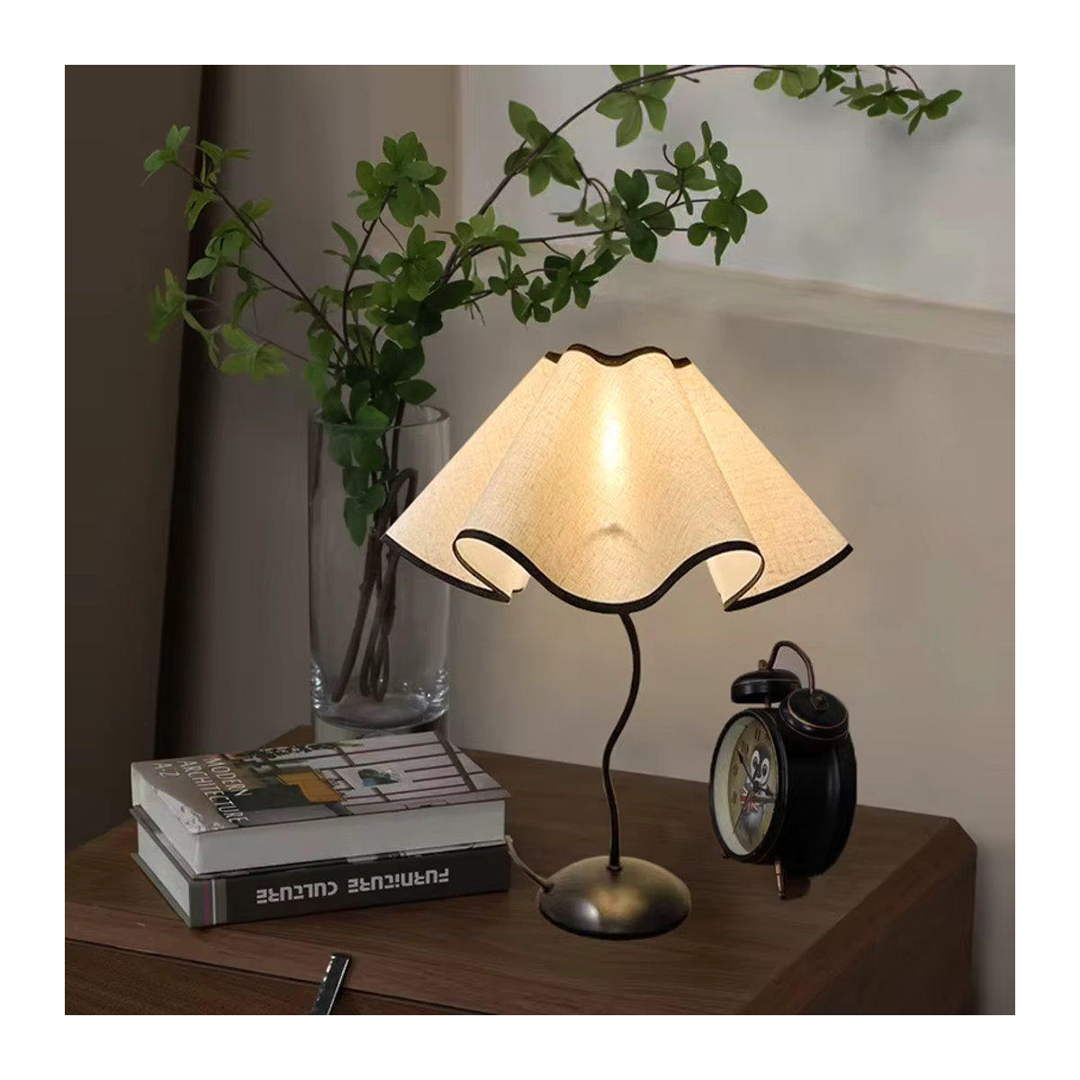 Nordic Blütenblatt LED Tischlampe aus Stoff in Weiß mit 12W Tricolor Licht für Wohnzimmer und Schlafzimmer - Bild 2