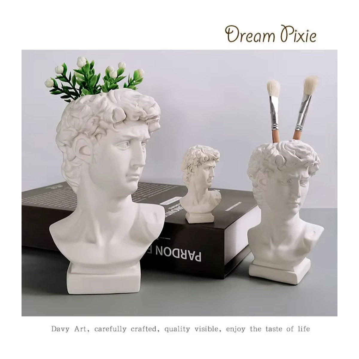Nordic David Vase aus Keramik in Weiß für Hydrokultur und als Vintage-Deko oder Aufbewahrung für Make-up Pinsel - Bild 2