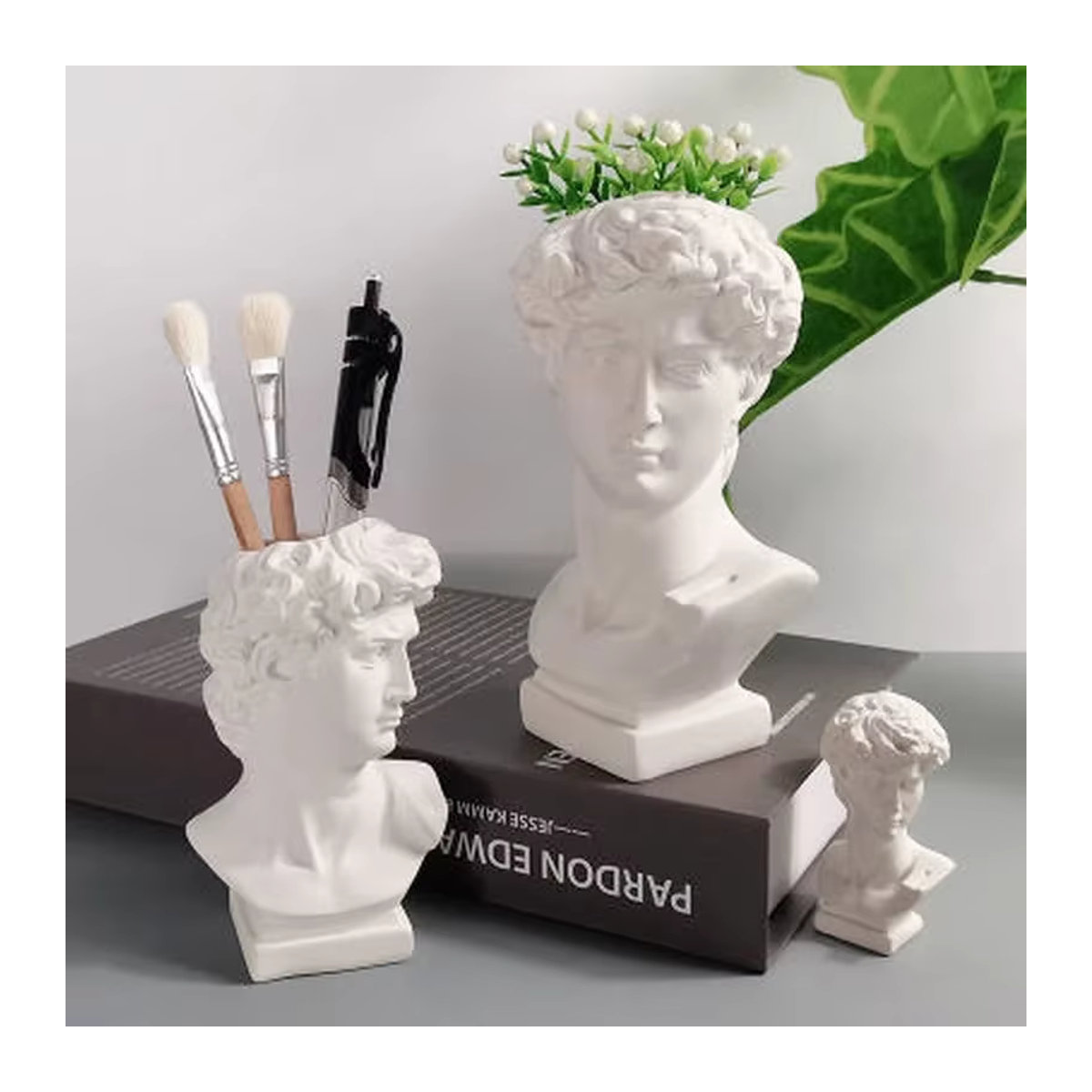 Nordic David Vase aus Keramik in Weiß für Hydrokultur und als Vintage-Deko oder Aufbewahrung für Make-up Pinsel - Bild 5