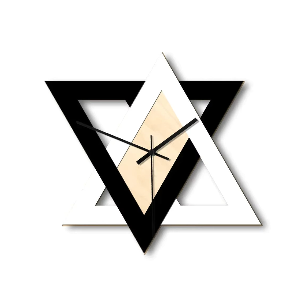 Nordic Dreieck Wanduhr in Schwarz und Weiß, Geräuschlose geometrische Analog-Uhr im minimalistischen Design - Bild 6