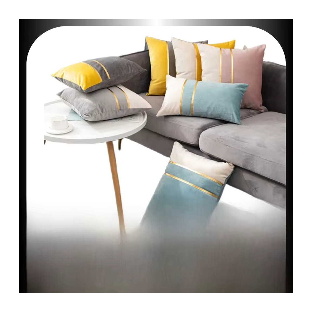 Nordic Licht Luxus Kissenbezug aus Dutch Samt in Blue-White und Mehrfarbig - Bild 6