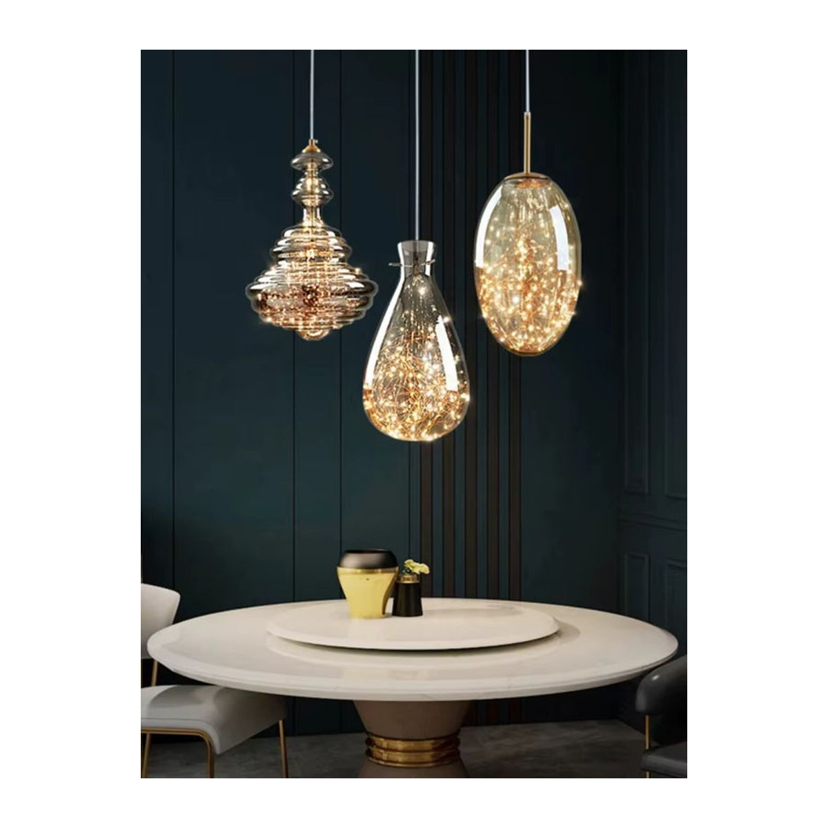 Nordic Licht Luxus Pendelleuchte aus Kupfer und Glas in modernem skandinavischem Design mit LED-Beleuchtung - Bild 5