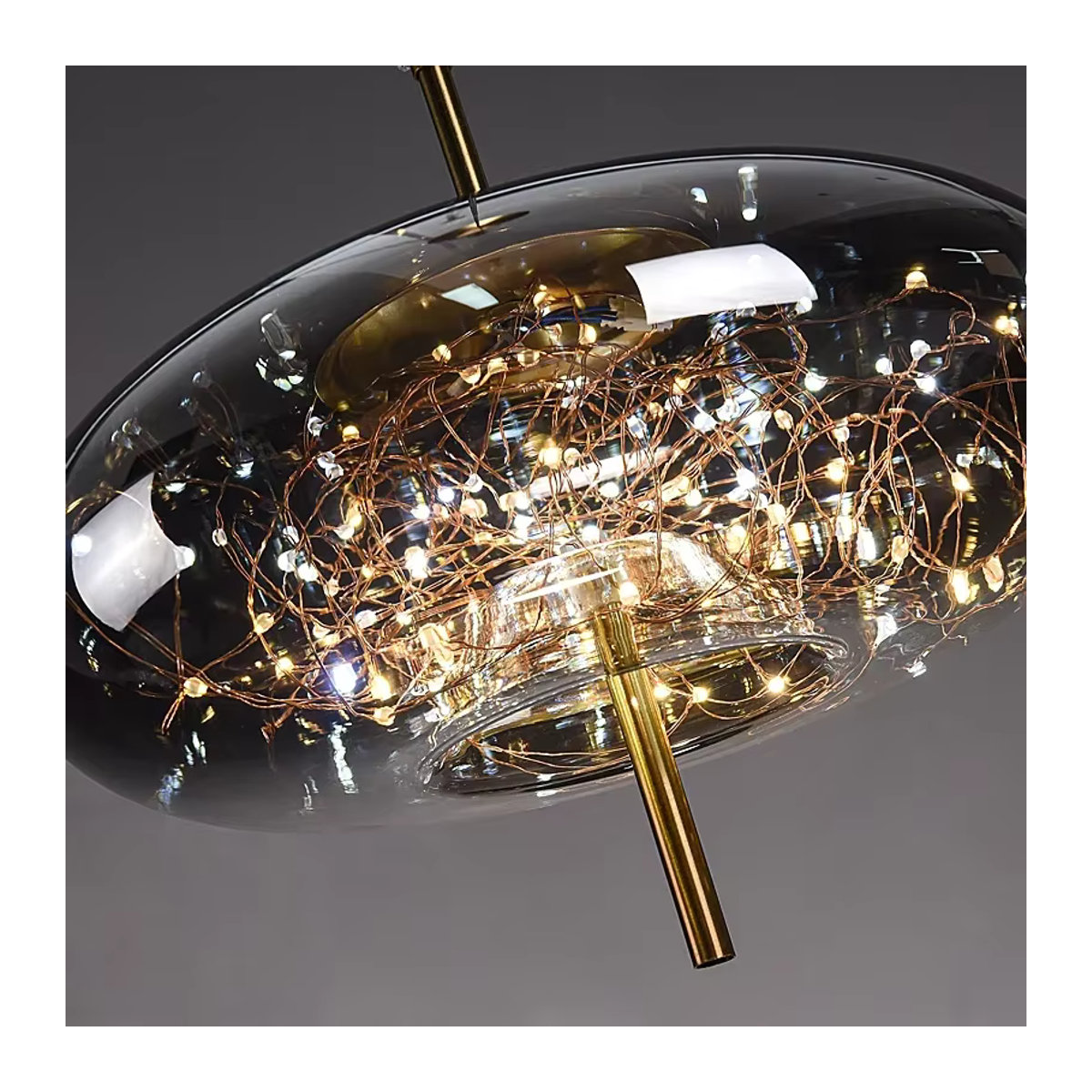 Nordic Luxus Stern LED Pendelleuchte aus Glas in Amber für Wohnzimmer und Küche - Bild 4