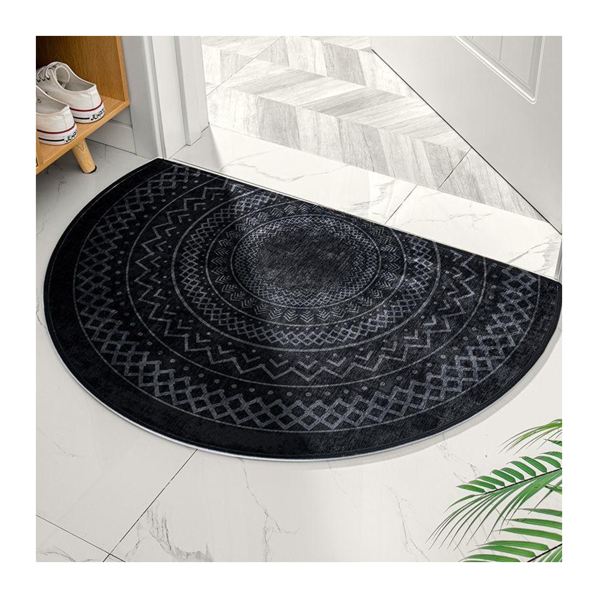 Nordische Eingangstürmatte von A Family Of Home Textiles in Weiß, halbkreisförmig und rutschfest, B: 40 cm, T: 60 cm - Bild 3