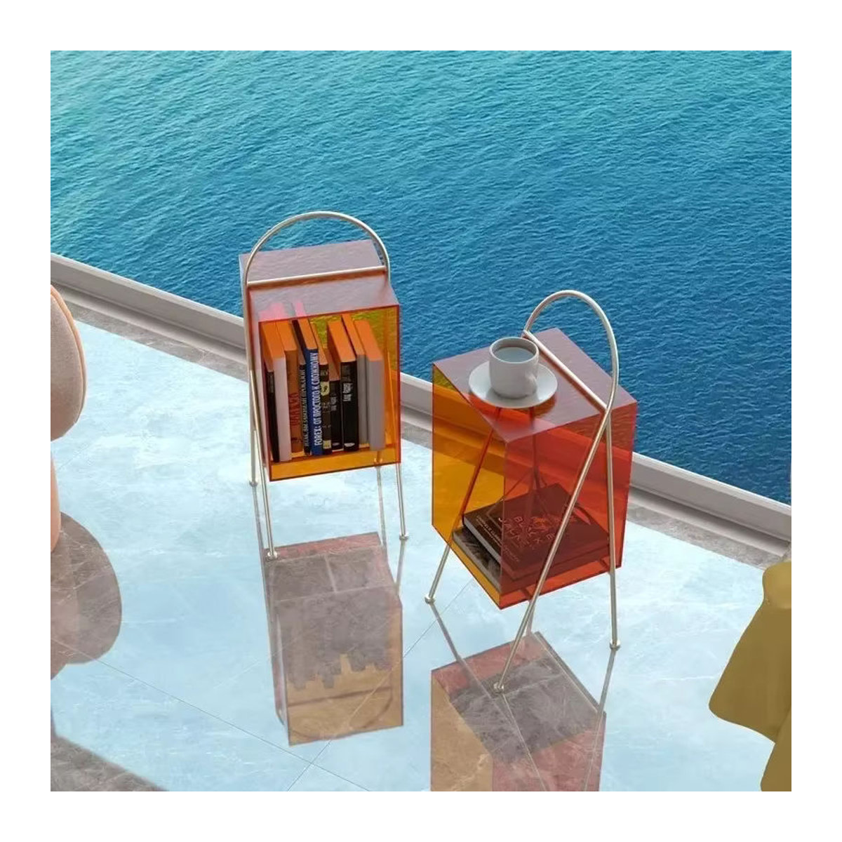 Nordischer Beistelltisch eqiyn in Orange im modernen skandinavischen und japanischen Design - Bild 3