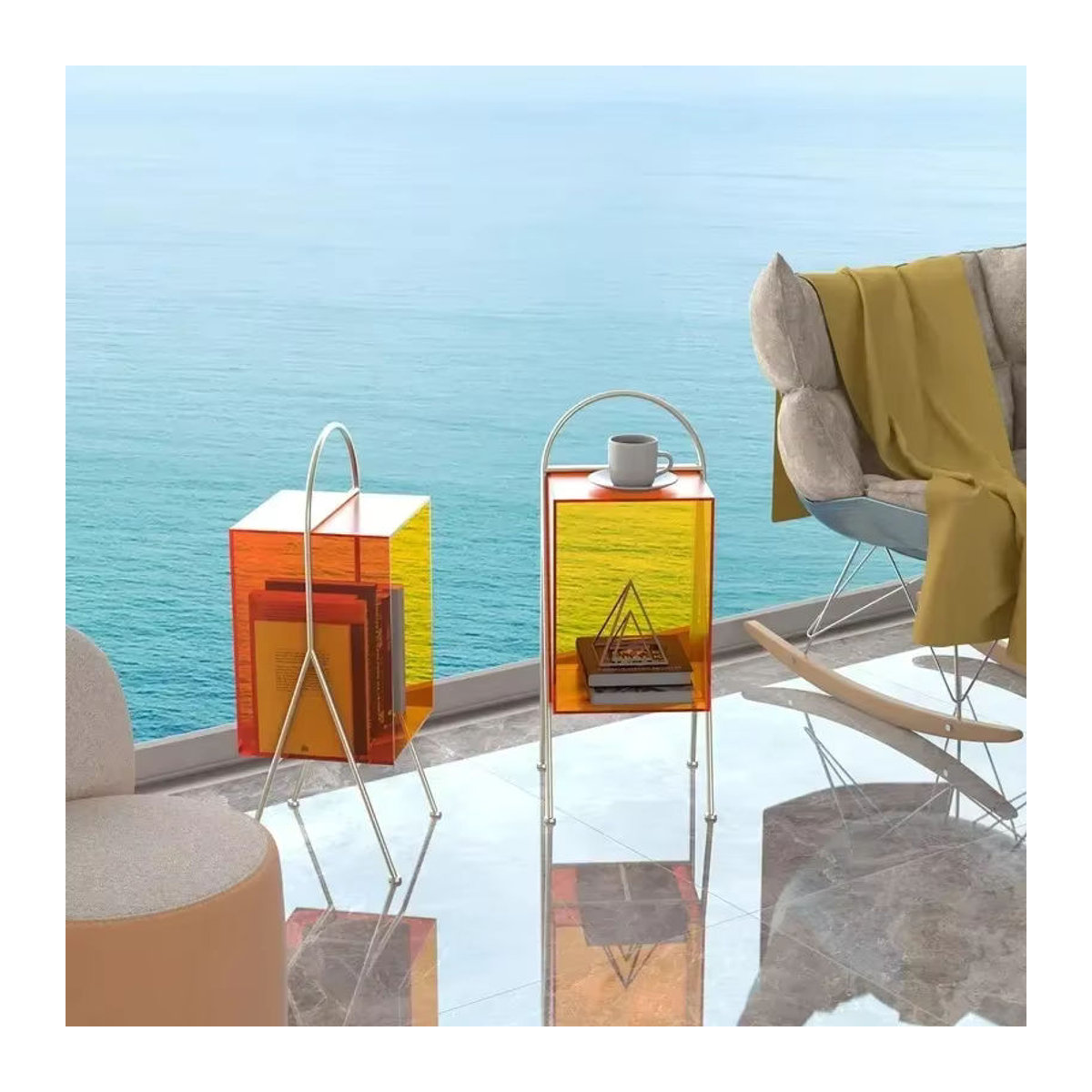 Nordischer Beistelltisch eqiyn in Orange im modernen skandinavischen und japanischen Design - Bild 4
