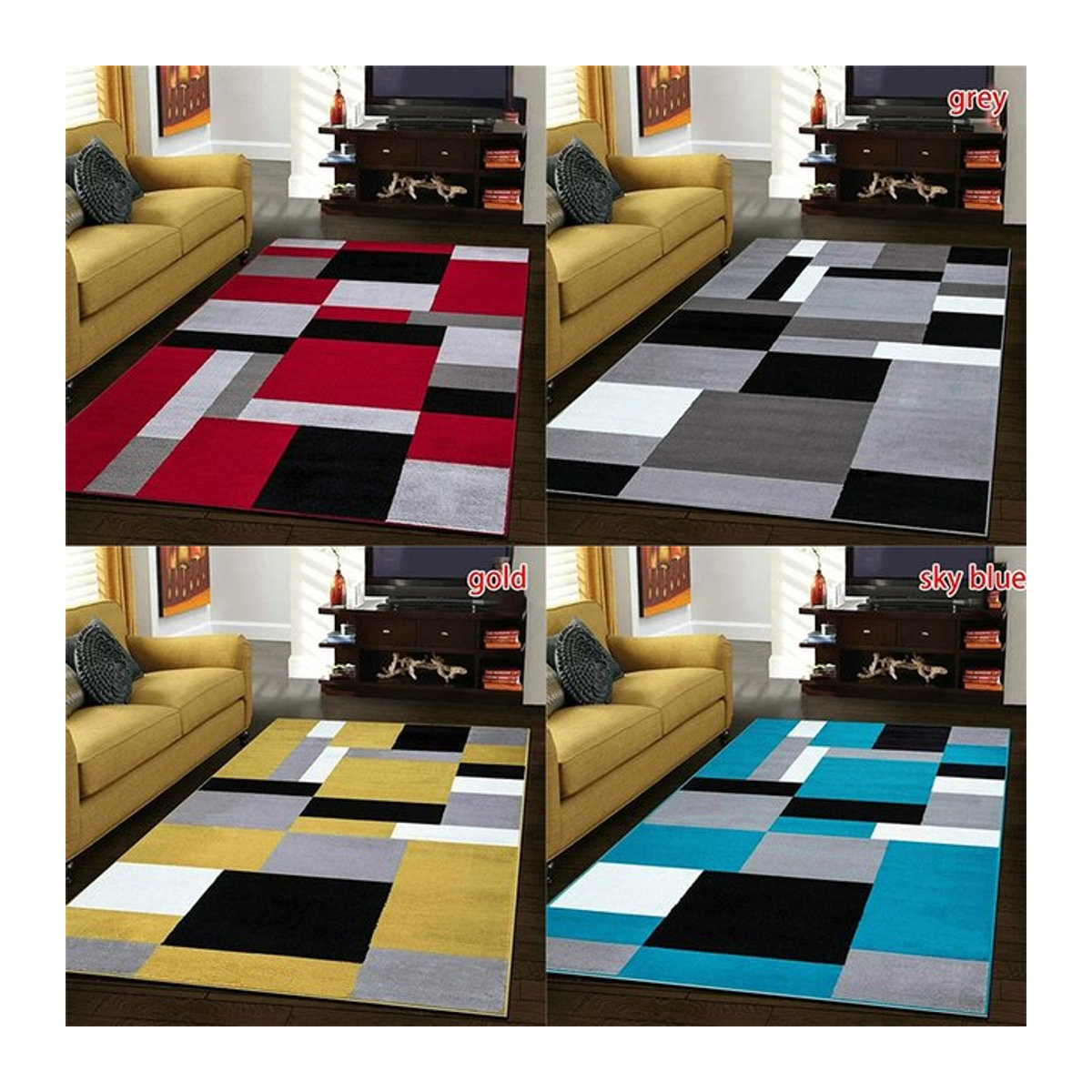 Nordischer geometrischer quadratischer Teppich für Wohnzimmer und Schlafzimmer in Luxus-Design mit rutschfester Unterseite - Bild 1