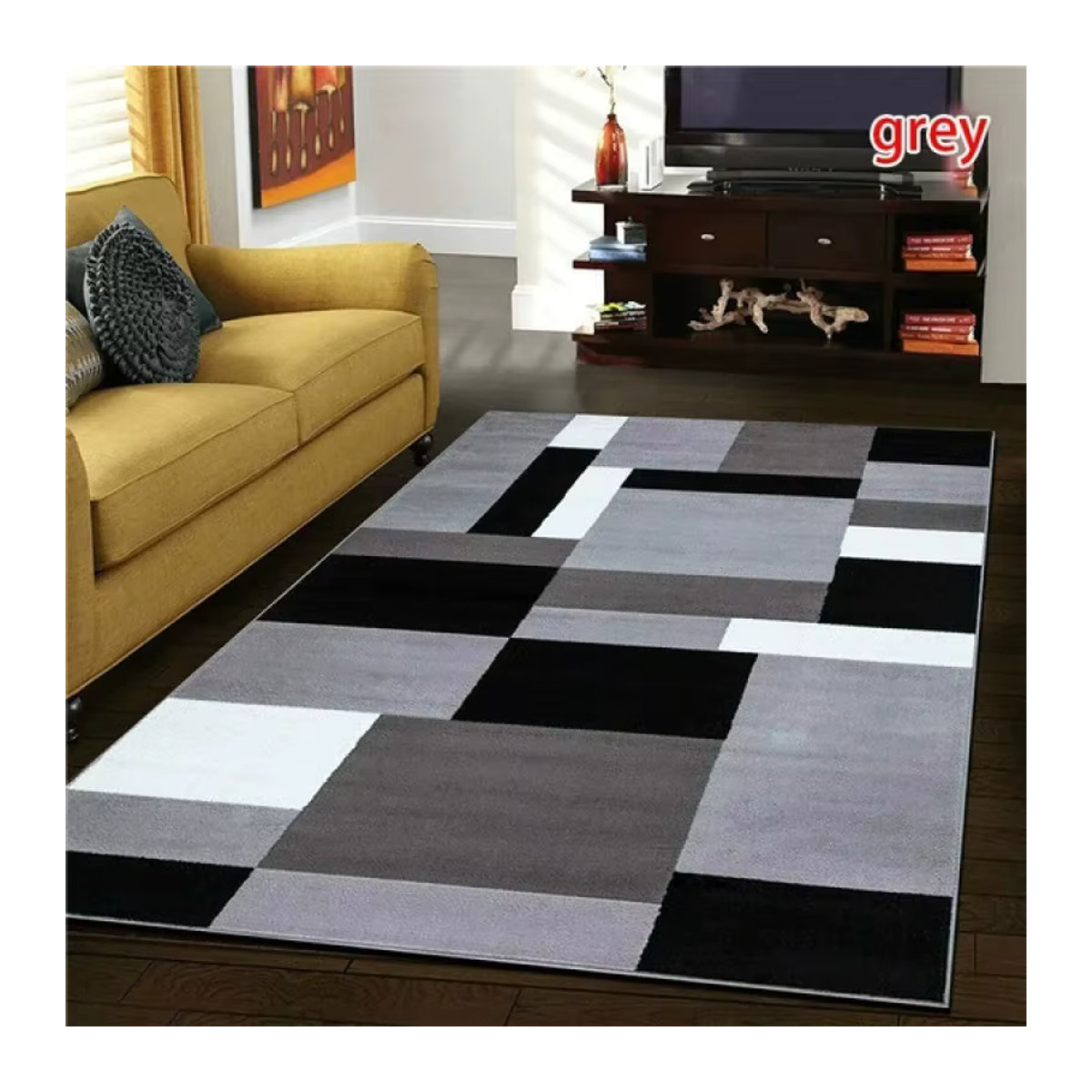 Nordischer geometrischer quadratischer Teppich für Wohnzimmer und Schlafzimmer in Luxus-Design mit rutschfester Unterseite - Bild 3