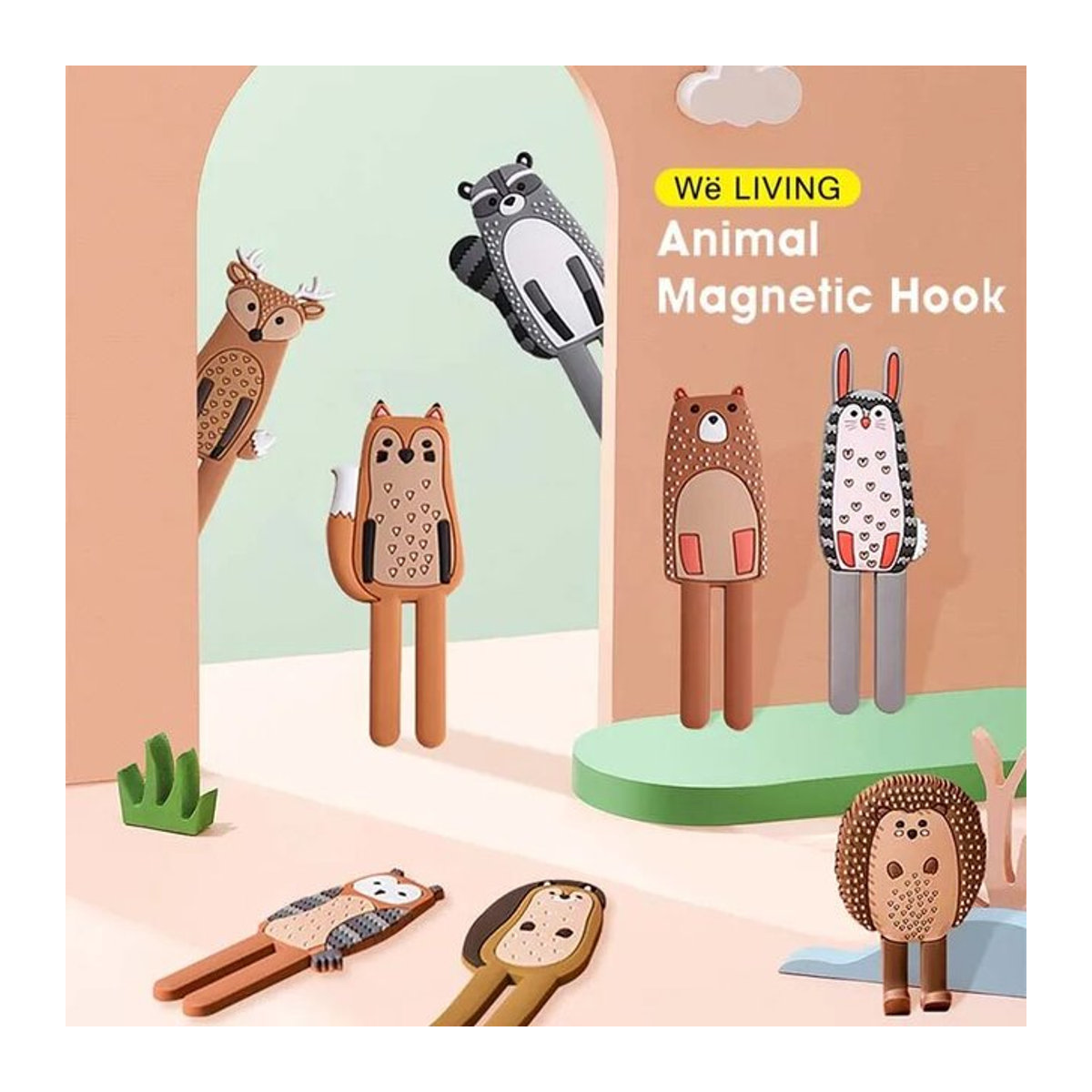Nordischer Tier-Magnethaken in mehrfarbigem Design als Wandmontage für Kinder und Haushalt - Bild 1