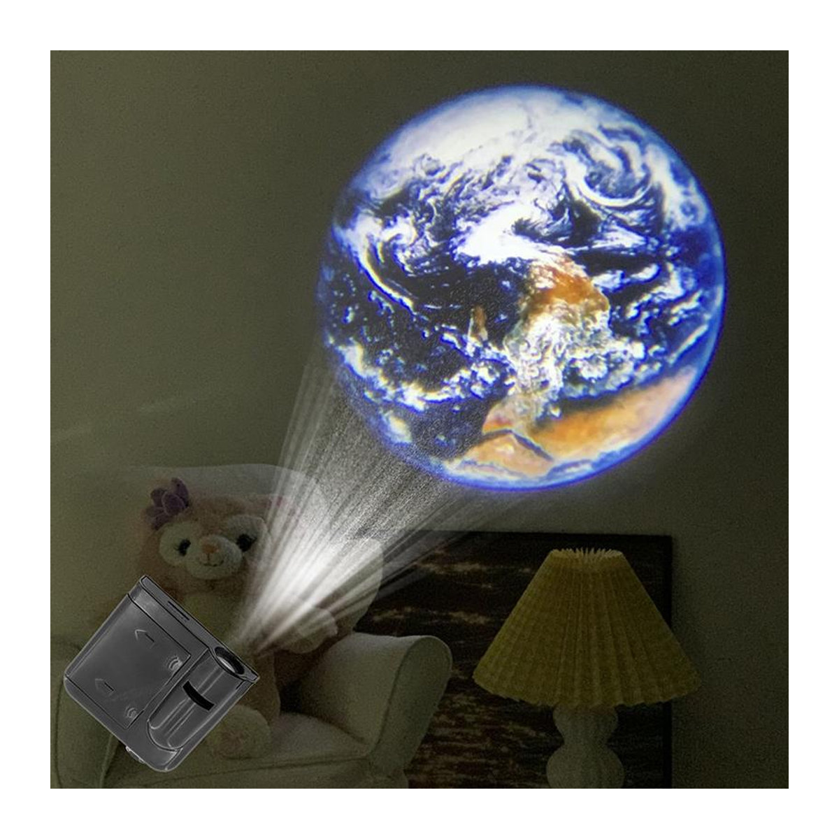 Noter Planeten-Projektionslampe mit 16 Lichtfolien für Mond, Sonne und Erde in Schwarz und Warmweiß - Bild 4
