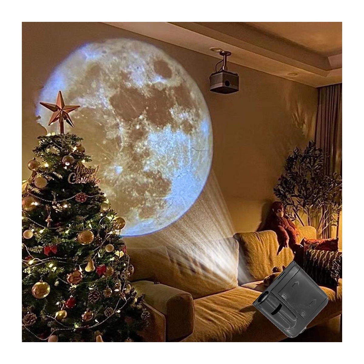 Noter Planeten-Projektionslampe mit 16 Lichtfolien für Mond, Sonne und Erde in Schwarz und Warmweiß - Bild 6