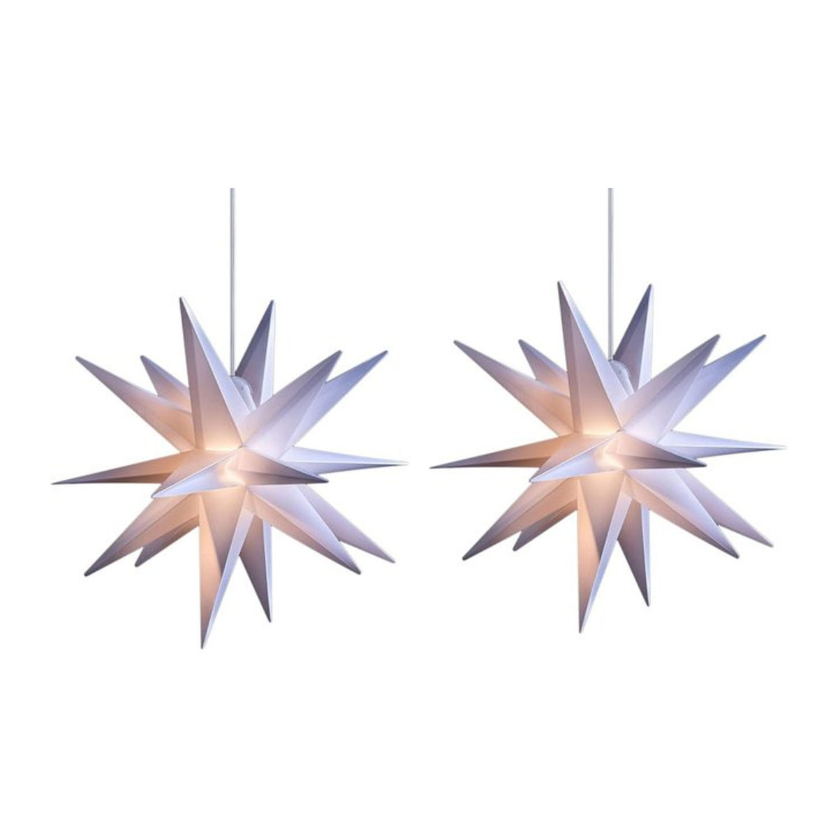Novaliv 2er Sparset LED Weihnachtssterne Weiss, 18-zackige 3D Dekosterne für Aussen, Höhe: 25 cm - Bild 1