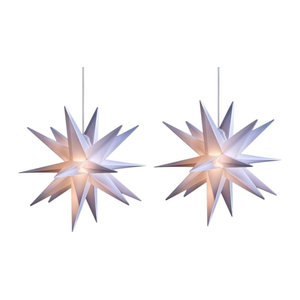 Novaliv 2er Sparset LED Weihnachtssterne Weiss, 18-zackige 3D Dekosterne für Aussen, Höhe: 25 cm