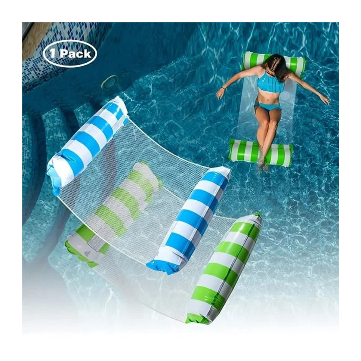 NovaSphere Aufblasbare schwimmende Pool Liege Faltbare Wasser Hängematte - Bild 1