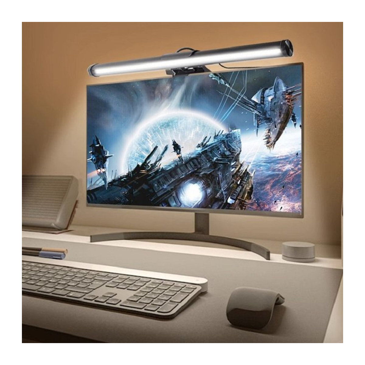 NOVEYEE RGB Bildschirmleiste für Laptop und Gaming, stufenlos dimmbar, minimalistisches Design, Breite: 40 cm - Bild 1