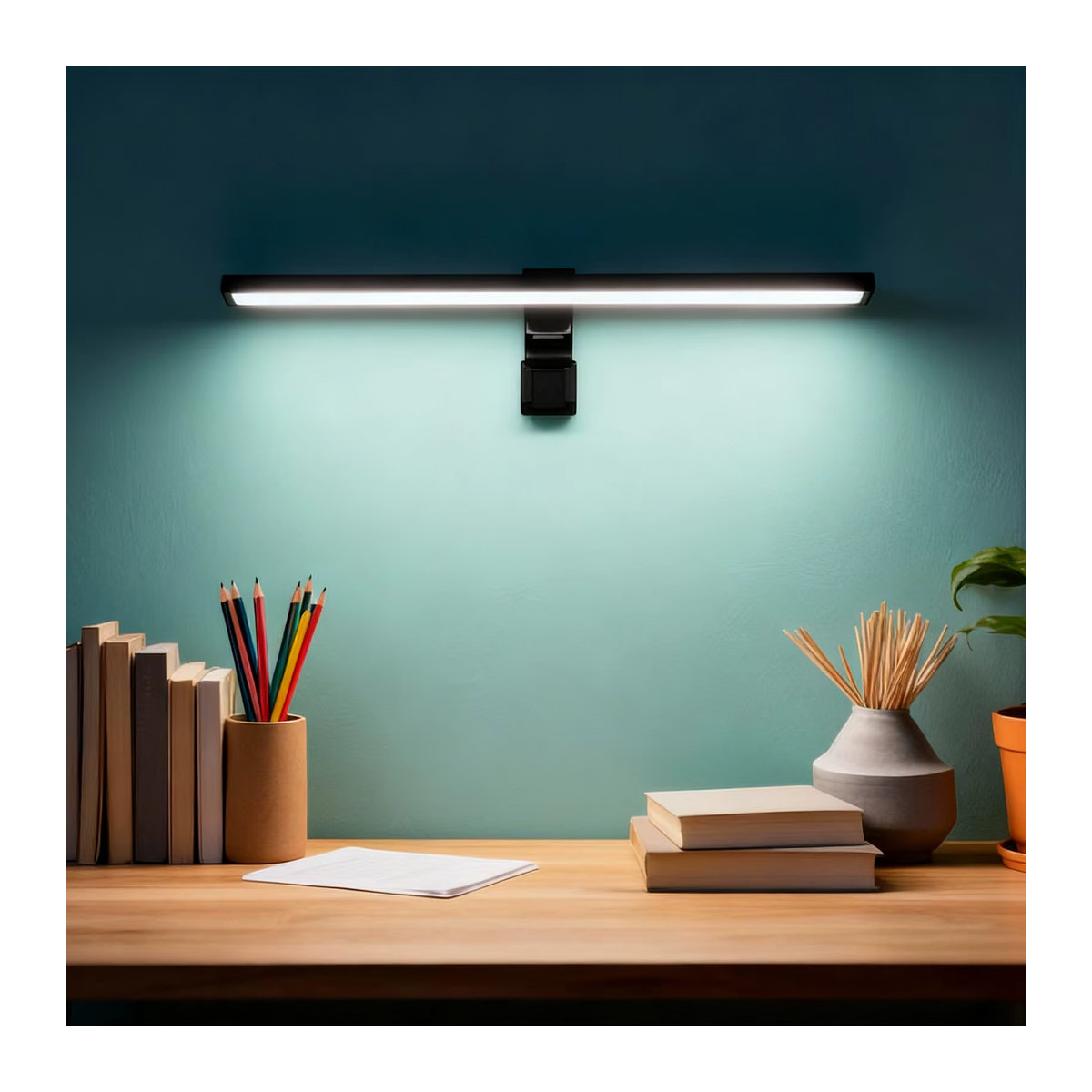 NOVEYEE USB-Betriebene Augenschonende Monitorleuchte mit Stufenloser Dimmung in Schwarz, Minimalistisches Design - Bild 5