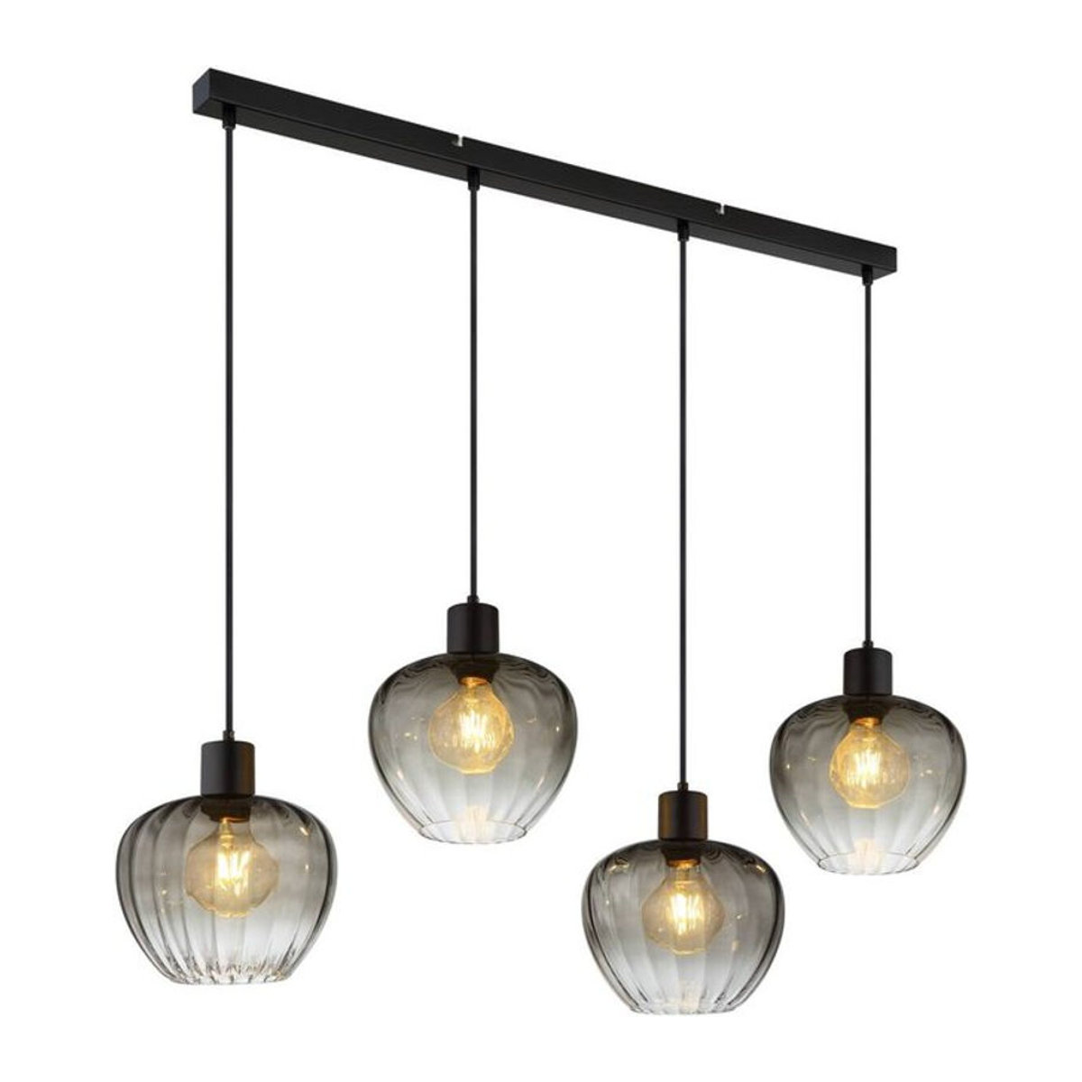 Nowa Pendelleuchte im Retro-Design aus Metall und Rauchglas in Schwarz, 4-flammig, E27, B/H/T: 108 x 120 x 24 cm - Bild 1