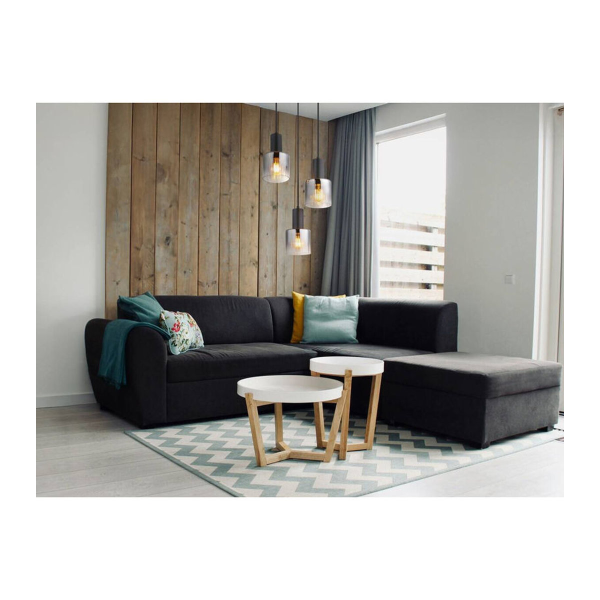 Nowa Pendelleuchte Modern 3-flammig in Schwarz aus Metall und Rauchglas mit E27 Fassung, H: 150 cm, B: 120 cm - Bild 3