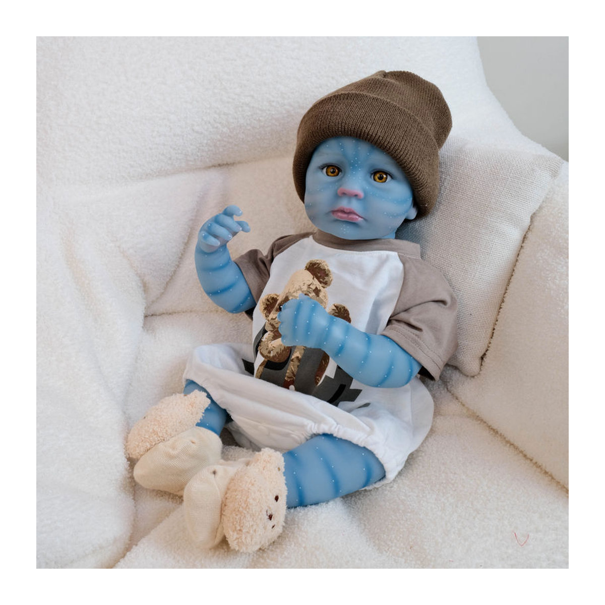 NPK Lou Wach-Puppe 19 Zoll – Handgefertigte, lebensechte Ganzkörper-Babypuppe für Kinder in Mehrfarbig - Bild 4