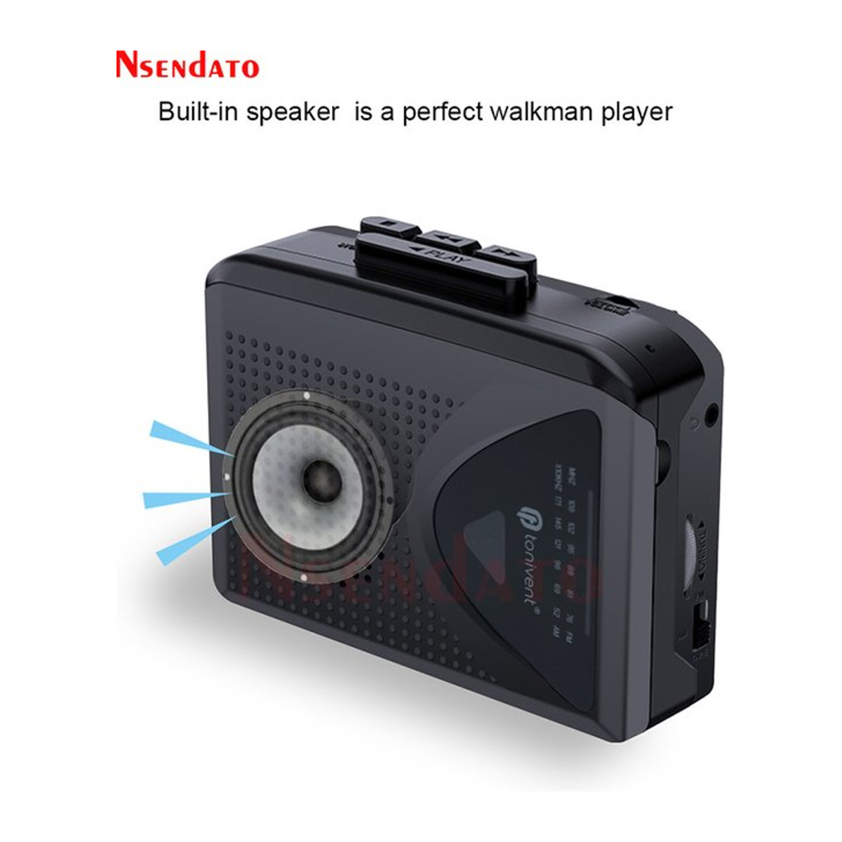 Nsendato Retro Kassettenspieler und Radio mit FM/AM Empfang, tragbarer Rekorder in Schwarz mit eingebautem Lautsprecher und 3,5-mm-Anschluss - Bild 1