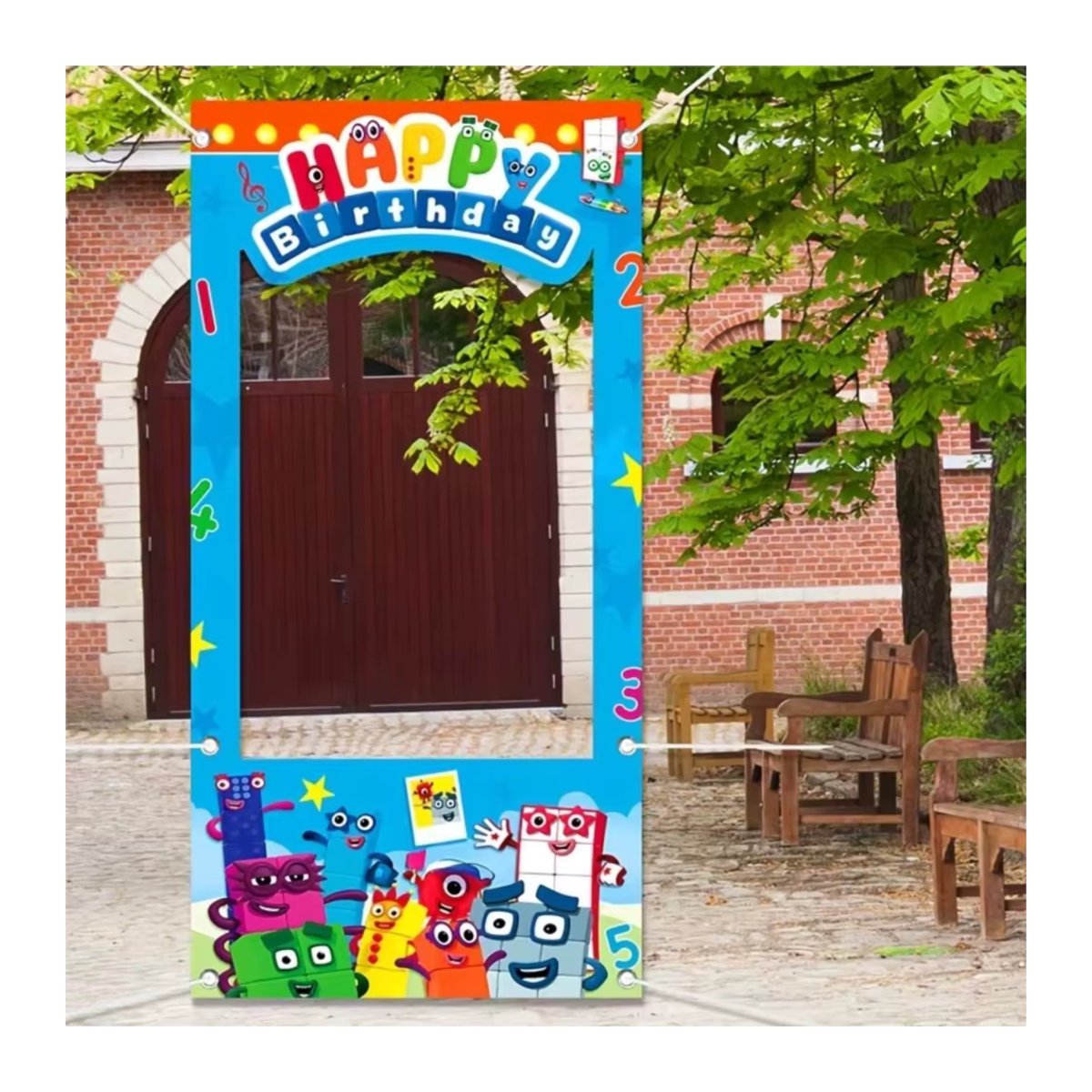 Nummerblock Mathe Fotohintergrund für Kindergeburtstage, mehrfarbige rechteckige Dekoration, Breite: 180 cm, Höhe: 90 cm - Bild 6