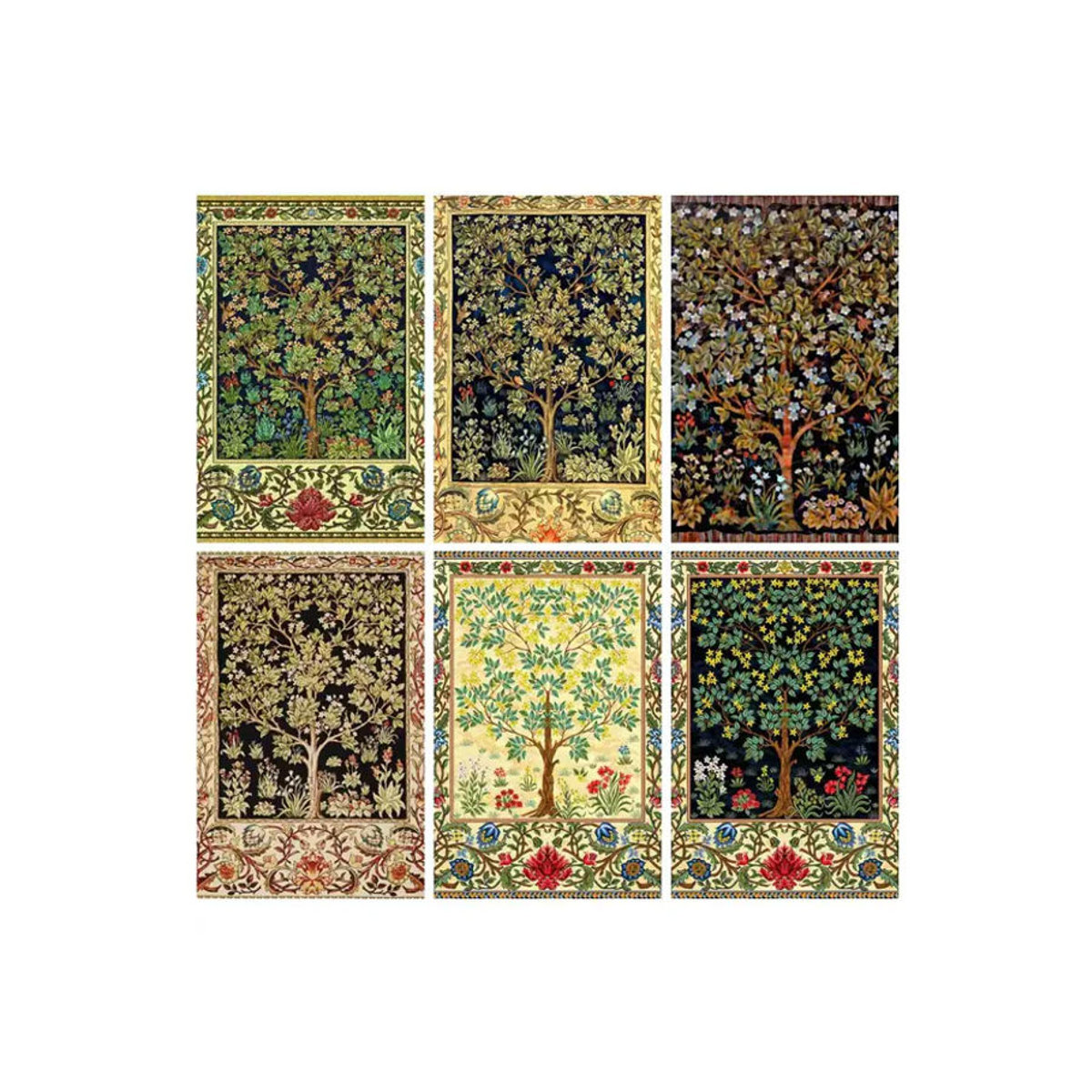 NUOYING 5D Diamantgemälde Baum des Lebens und Blumen im Vintage-Stil, rahmenloses DIY Mosaik-Landschaftsbild in mehrfarbigem Floral-Design - Bild 2