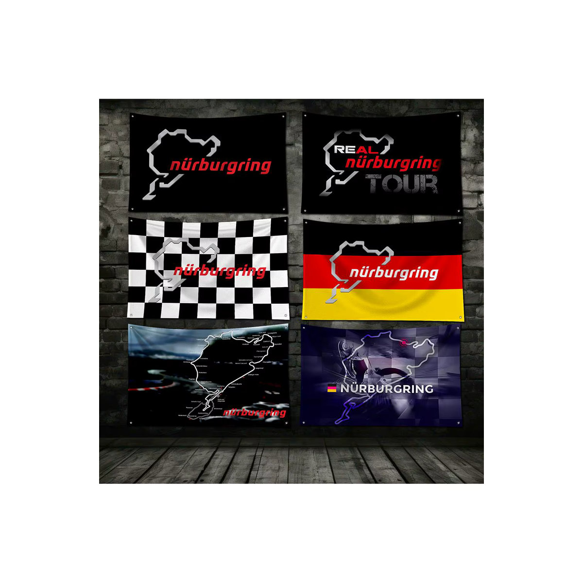 Nürburgring Flagge als Wandkunst und Außendekoration, mehrfarbig, B/H: 91,44 x 91,44 cm - Bild 5